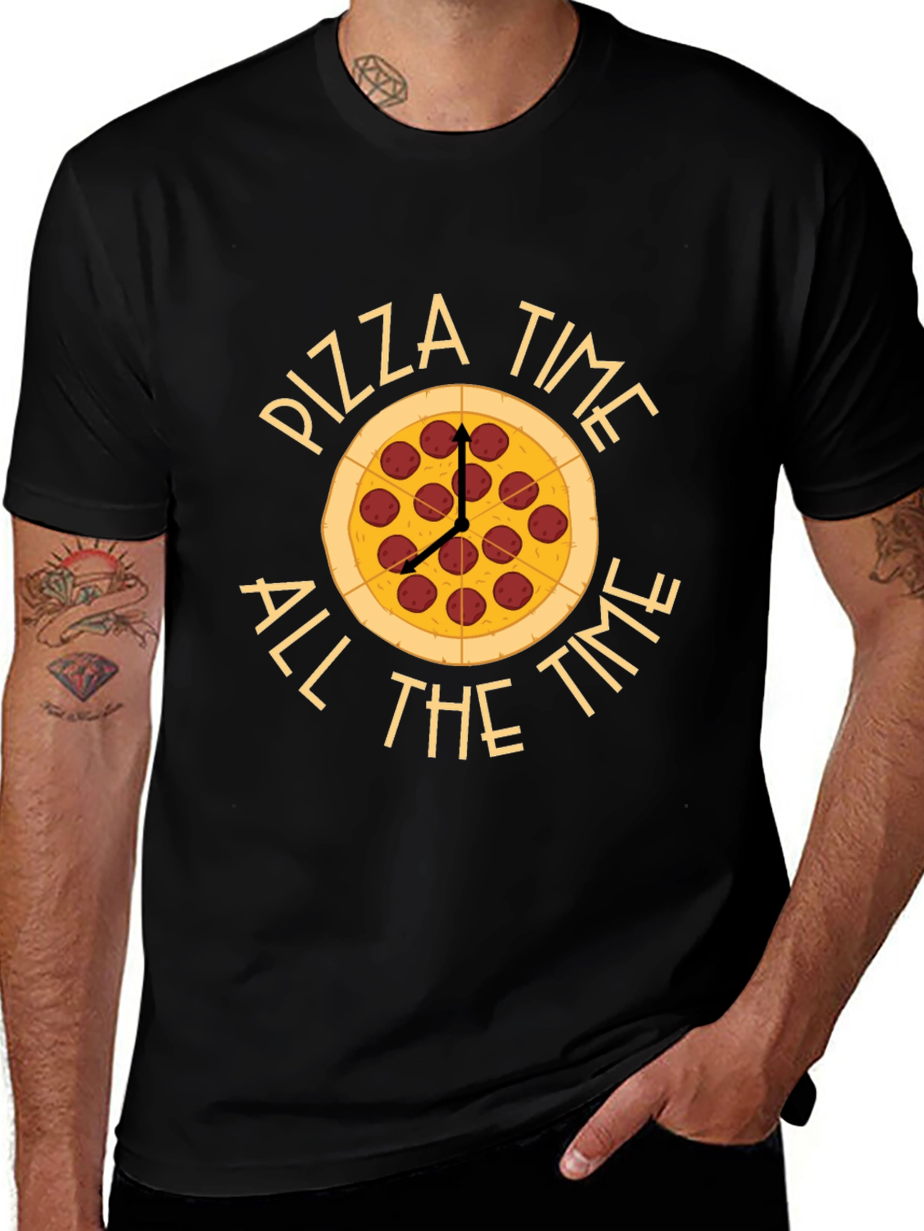 Pizza Time All The Time Black T-Shirt