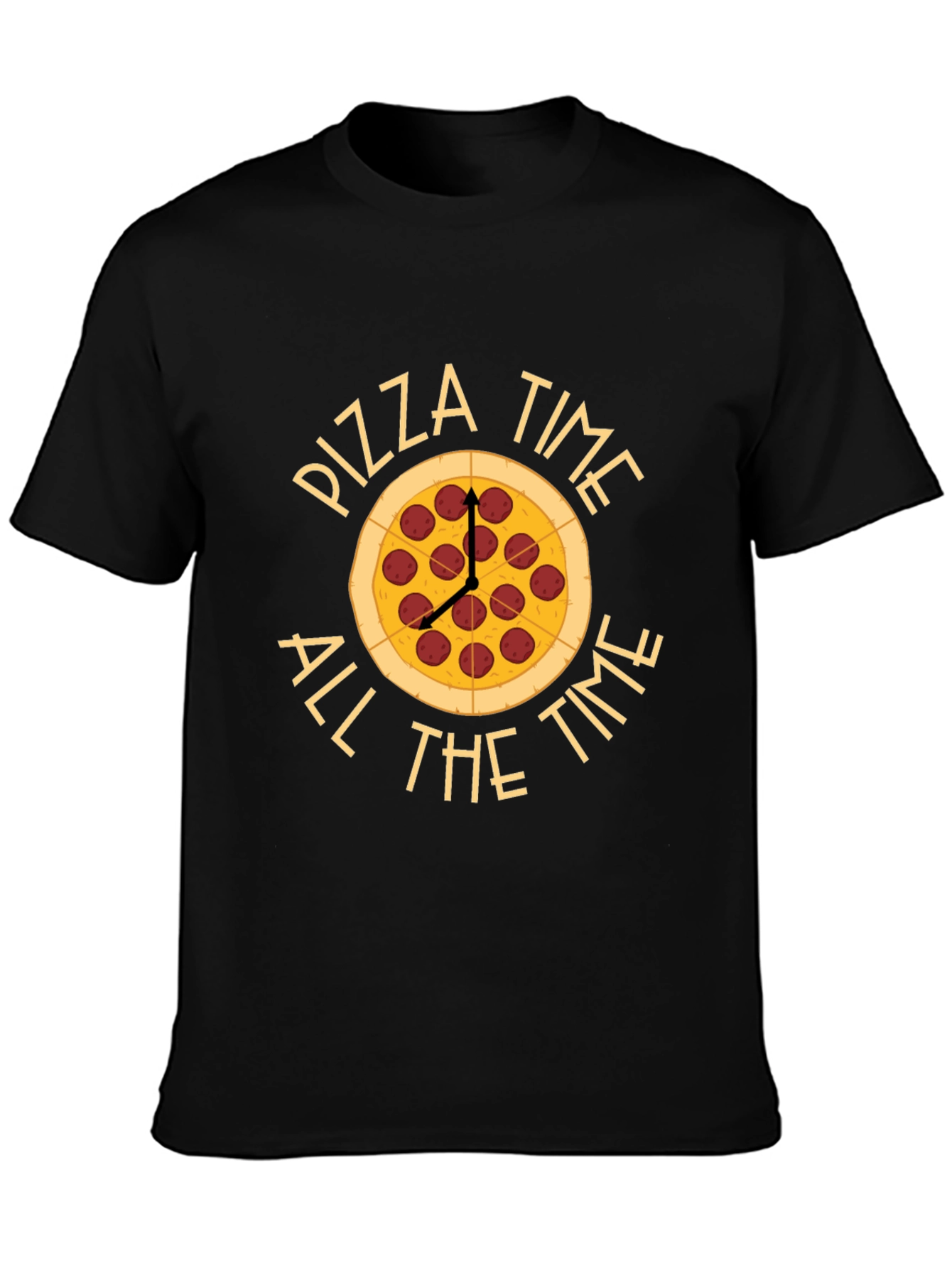 Pizza Time All The Time Black T-Shirt