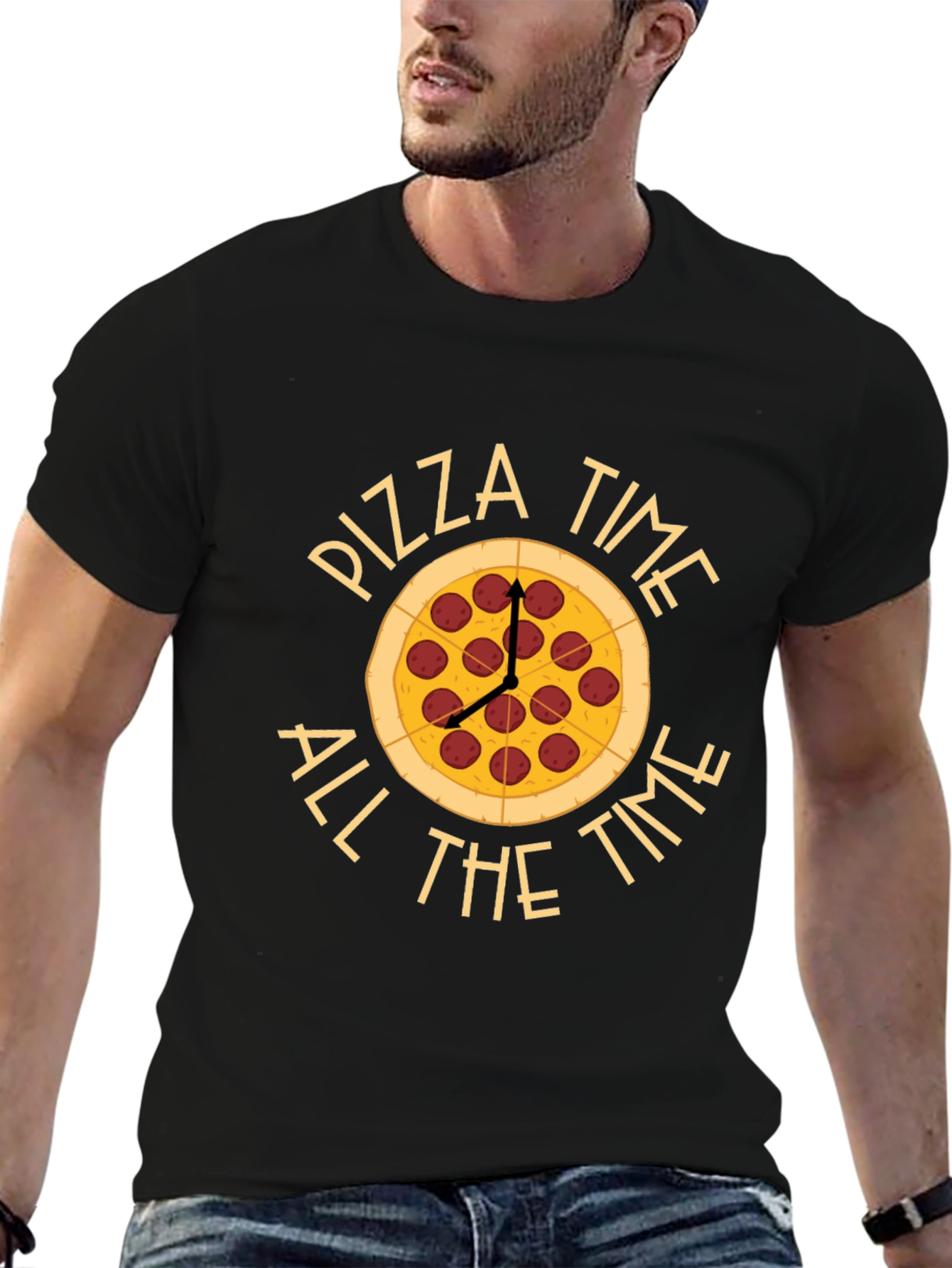 Pizza Time All The Time Black T-Shirt