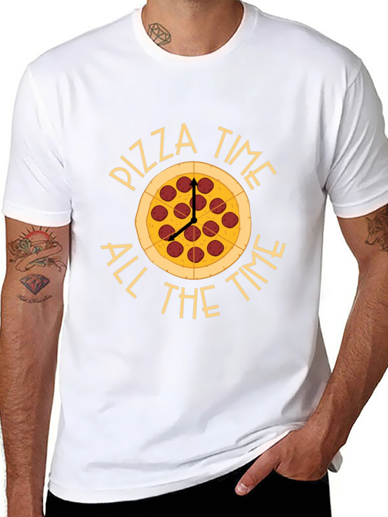 Pizza Time All The Time Black T-Shirt