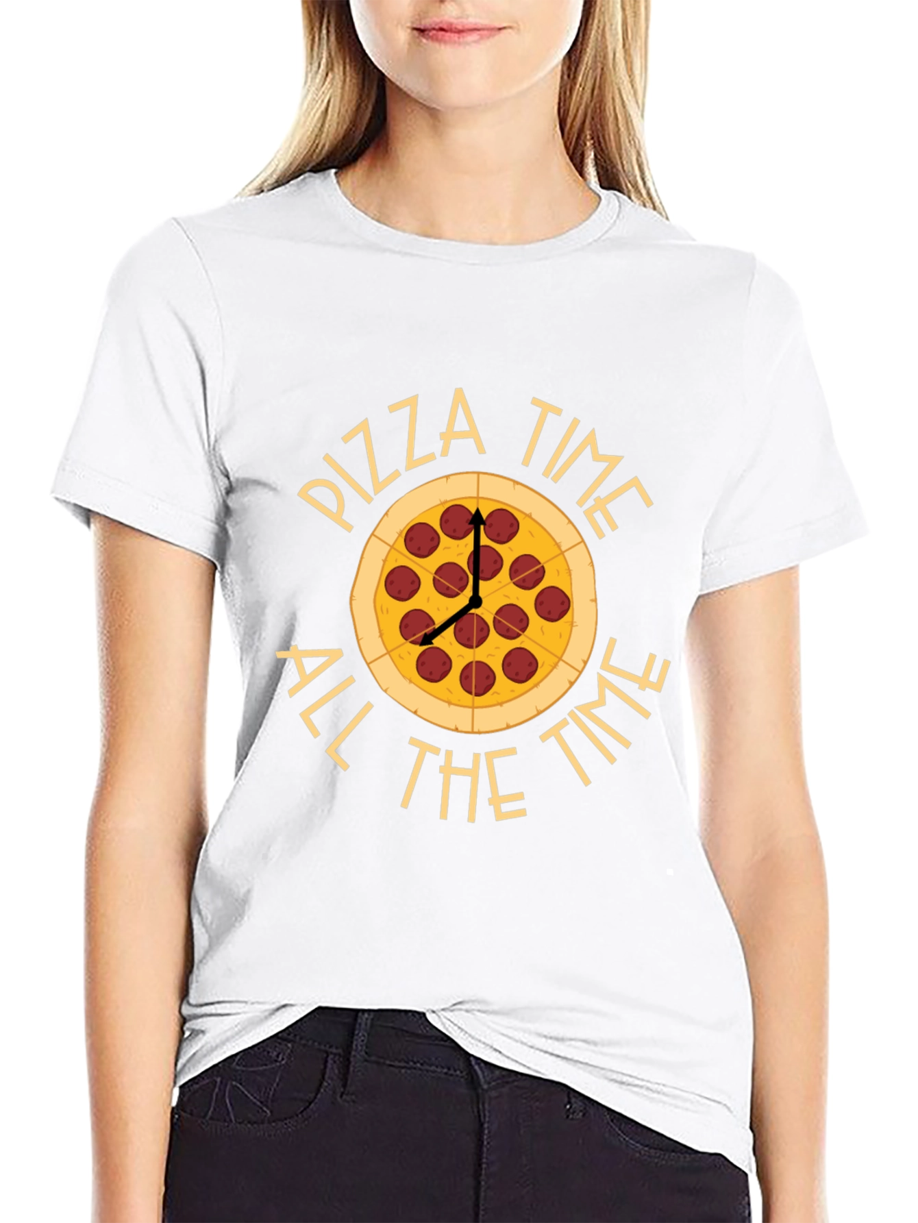 Pizza Time All The Time Black T-Shirt