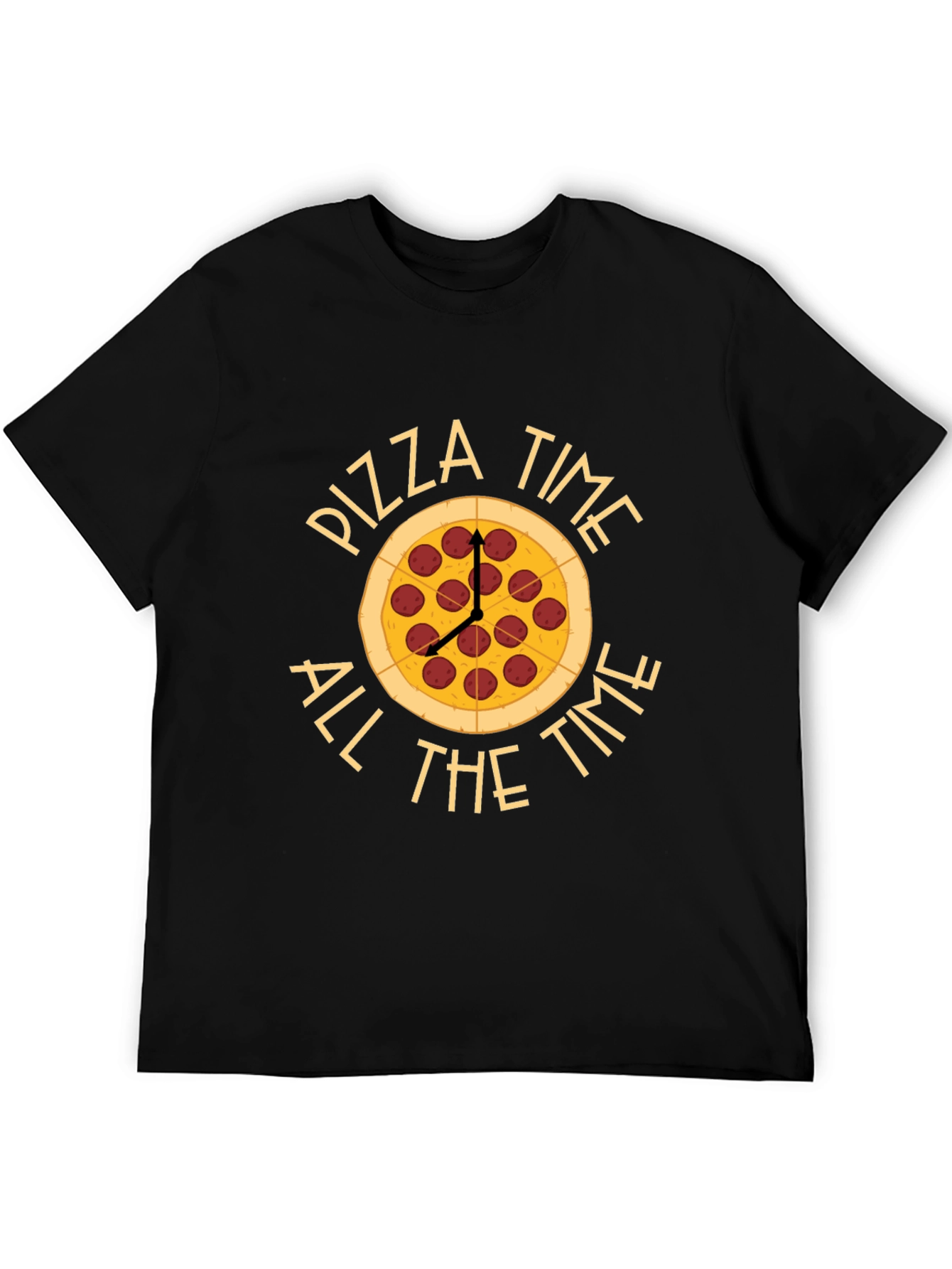 Pizza Time All The Time Black T-Shirt