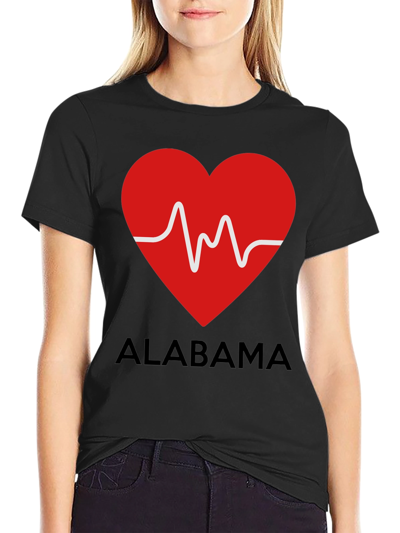 Alabama Heartbeat Graphic Tee - Black