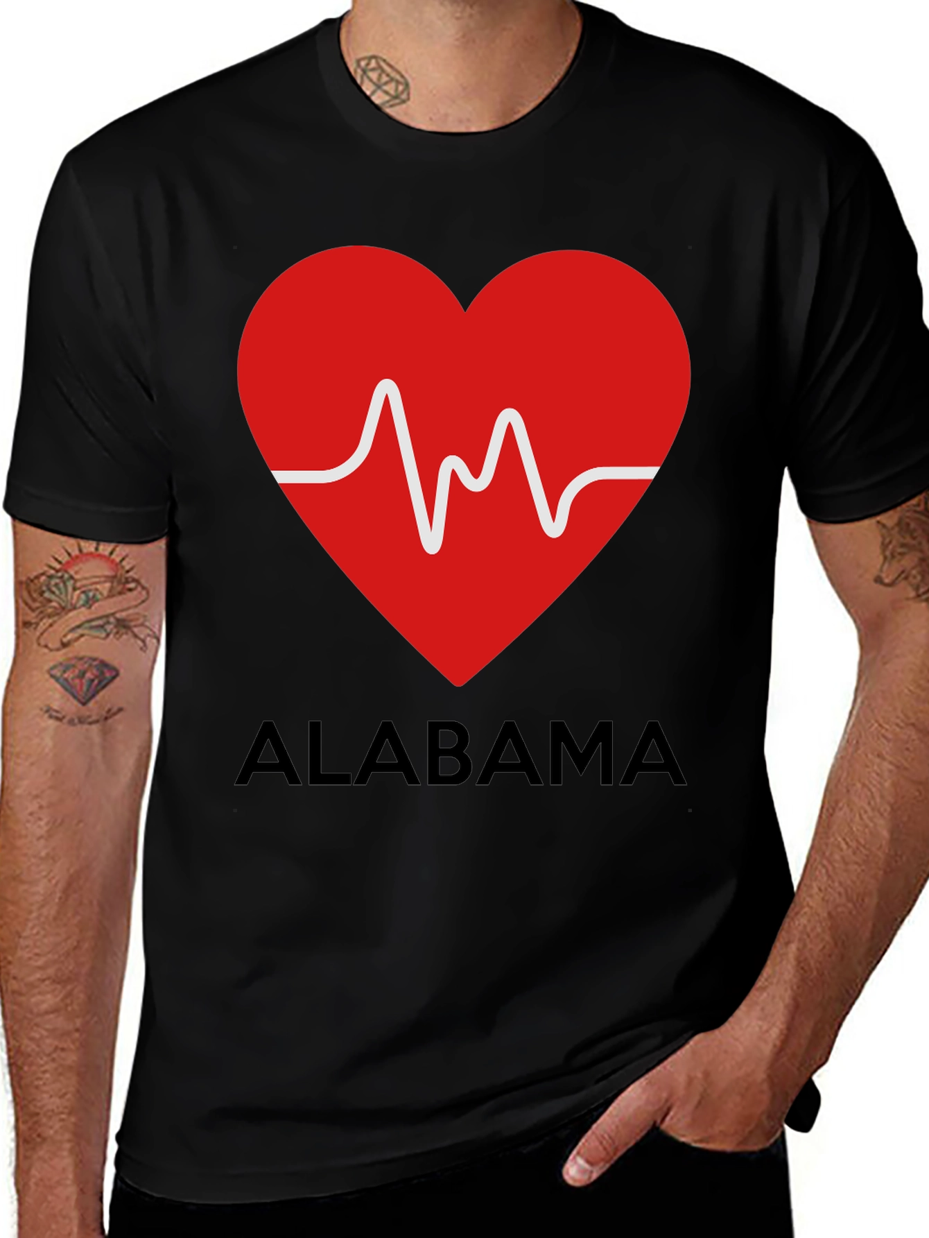 Alabama Heartbeat Graphic Tee - Black
