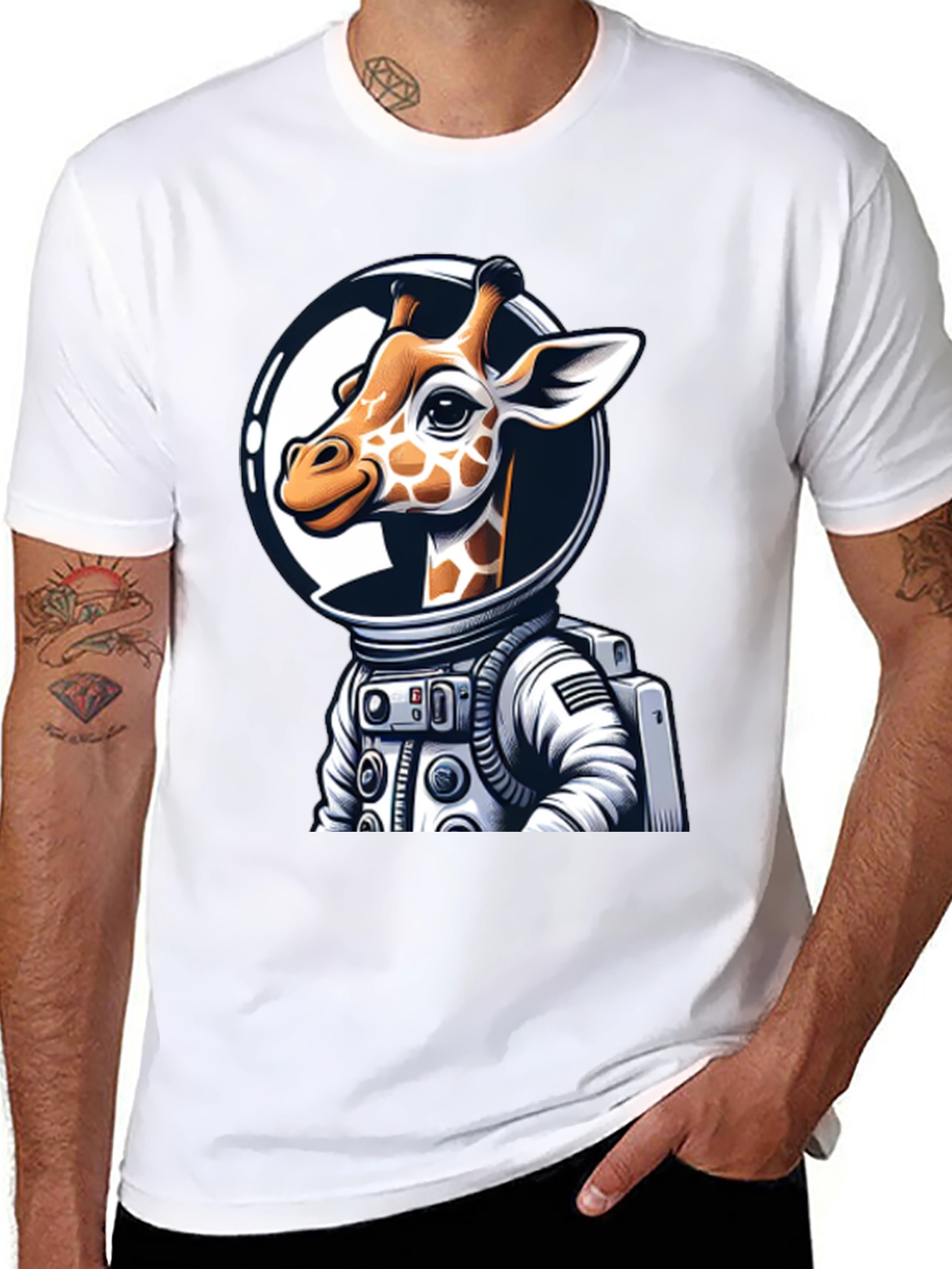 Giraffe Astronaut Graphic Tee - Space Explorer T-Shirt
