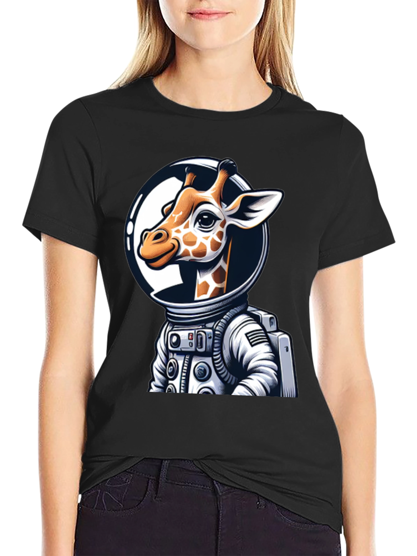 Giraffe Astronaut Graphic Tee - Space Explorer T-Shirt