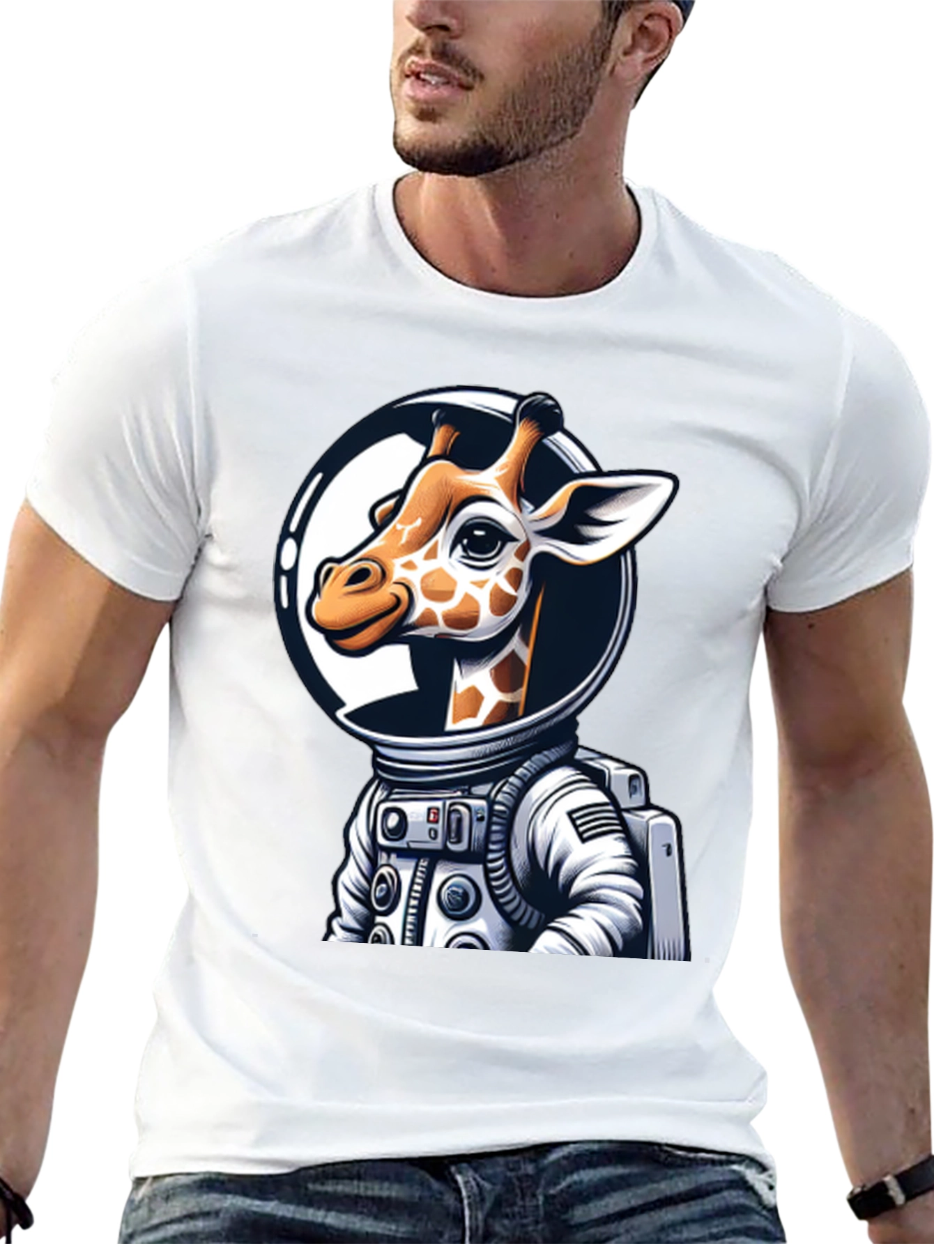 Giraffe Astronaut Graphic Tee - Space Explorer T-Shirt