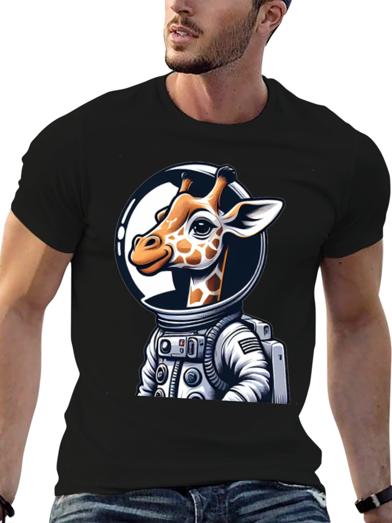 Giraffe Astronaut Graphic Tee - Space Explorer T-Shirt