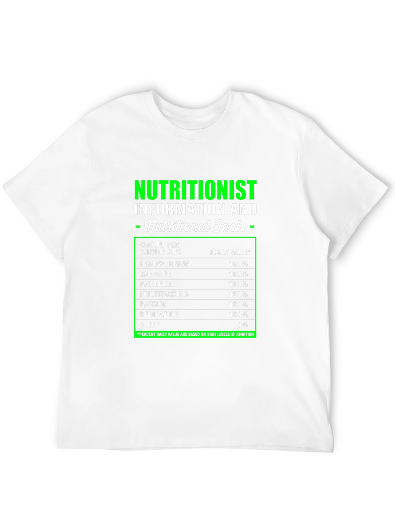 Nutritionist Nutritional Facts Black T-Shirt