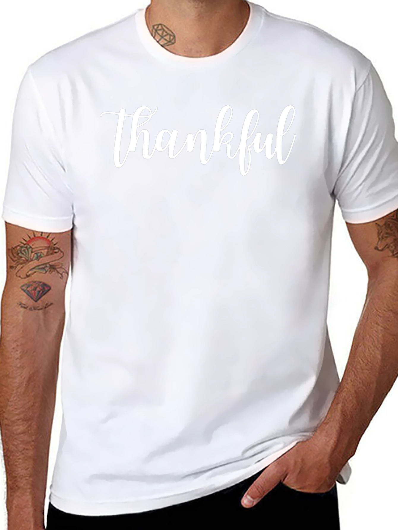 Thankful Graphic Print T-Shirt - Casual Style
