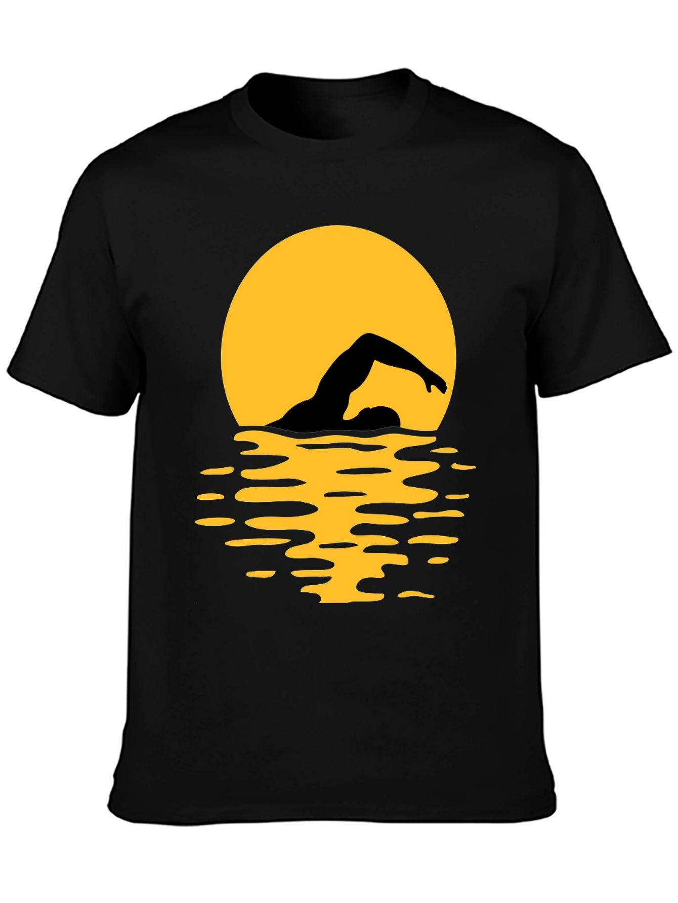 Swimmer Silhouette T-Shirt - Black Graphic Tee