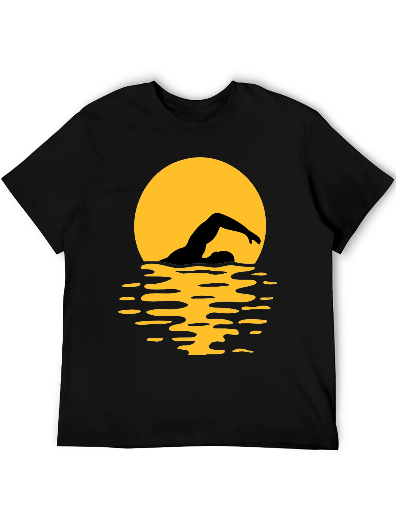 Swimmer Silhouette T-Shirt - Black Graphic Tee