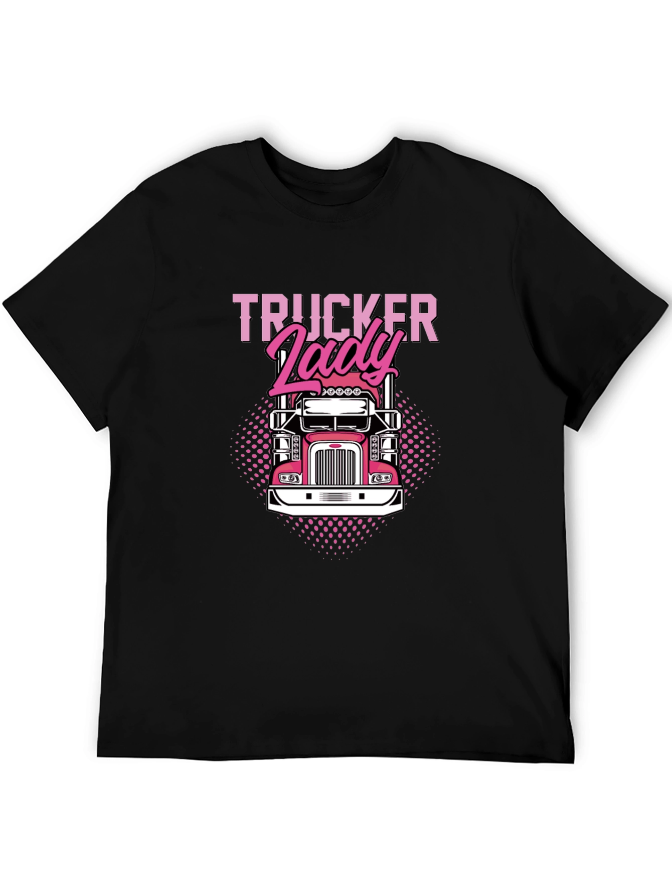 Trucker Lady Graphic Tee - Black Cotton T-Shirt