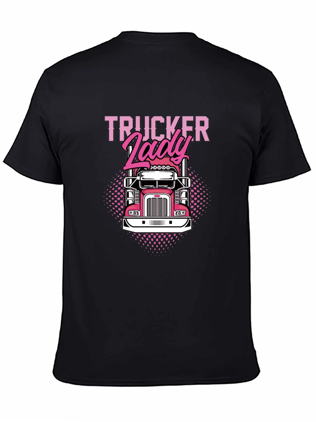 Trucker Lady Graphic Tee - Black Cotton T-Shirt