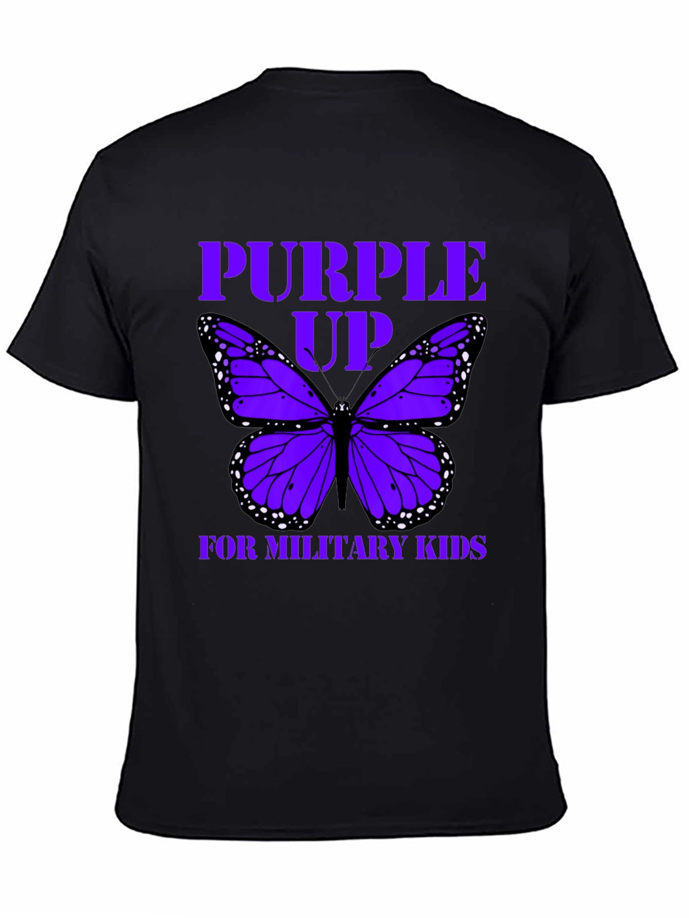 Purple Up Military Kids T-Shirt Butterfly Graphic