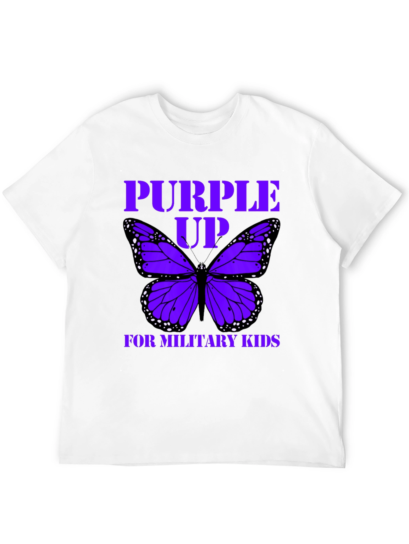 Purple Up Military Kids T-Shirt Butterfly Graphic