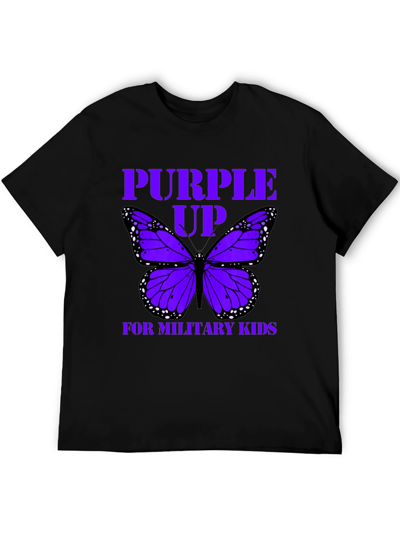 Purple Up Military Kids T-Shirt Butterfly Graphic