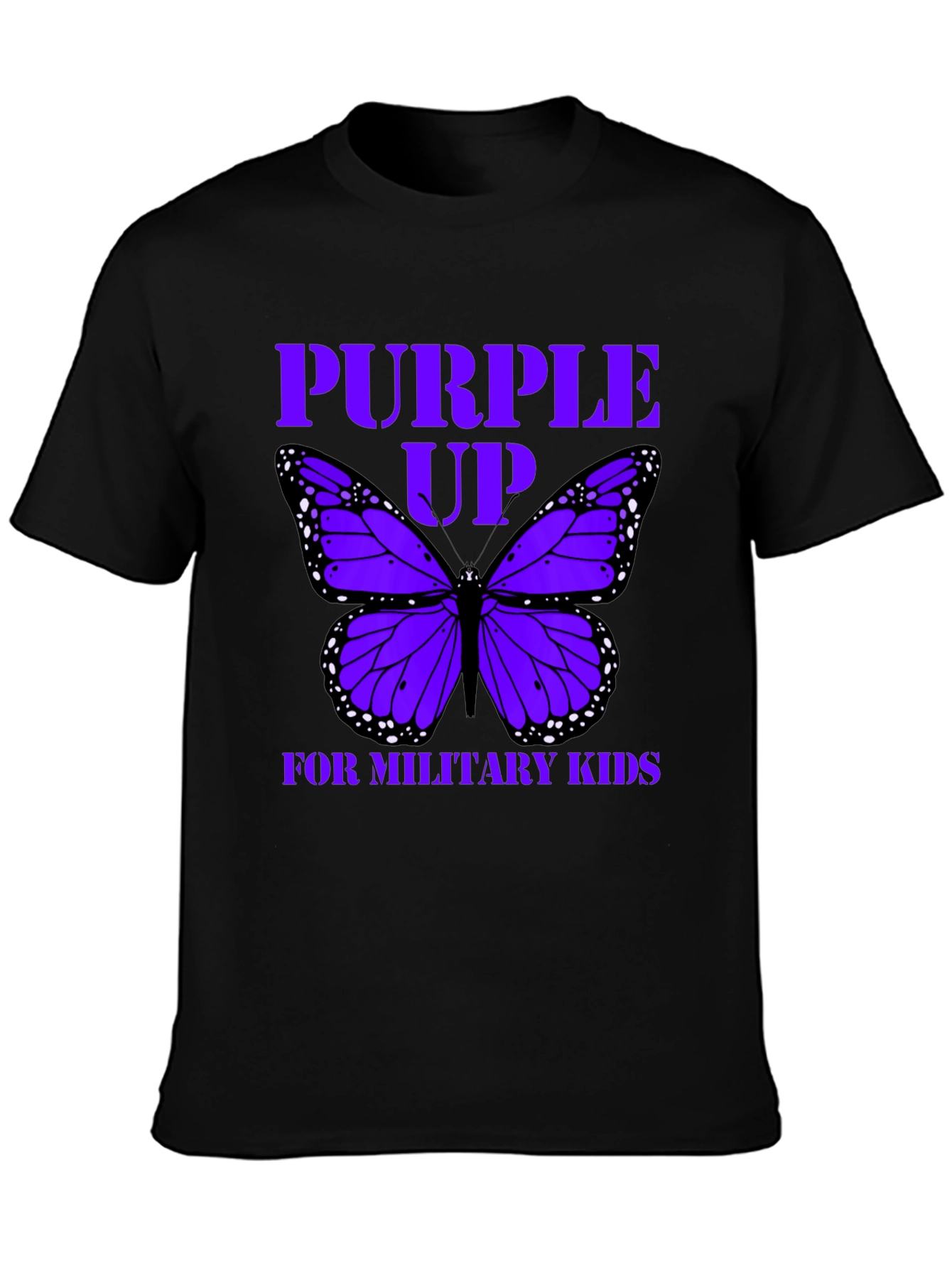 Purple Up Military Kids T-Shirt Butterfly Graphic