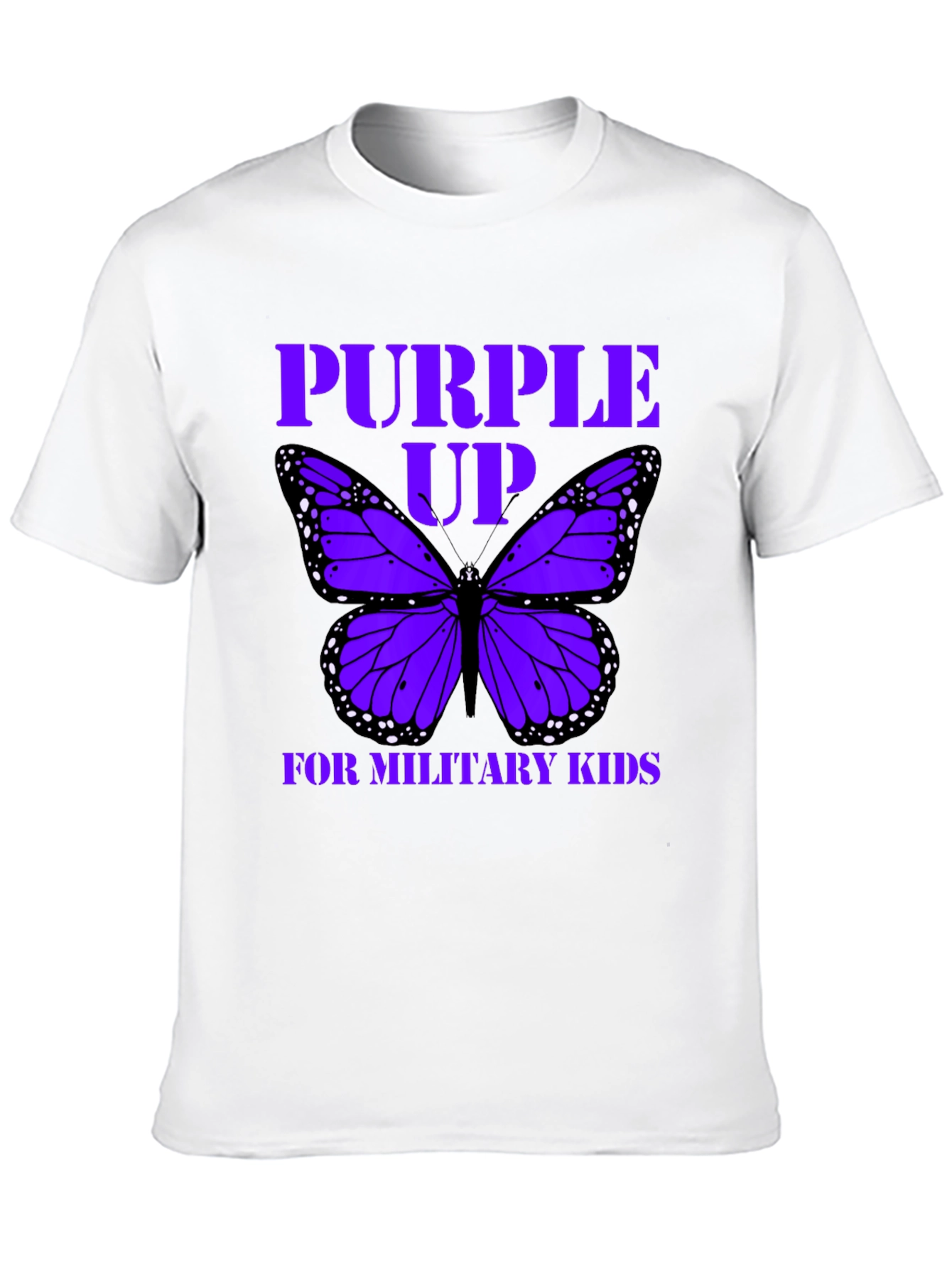 Purple Up Military Kids T-Shirt Butterfly Graphic