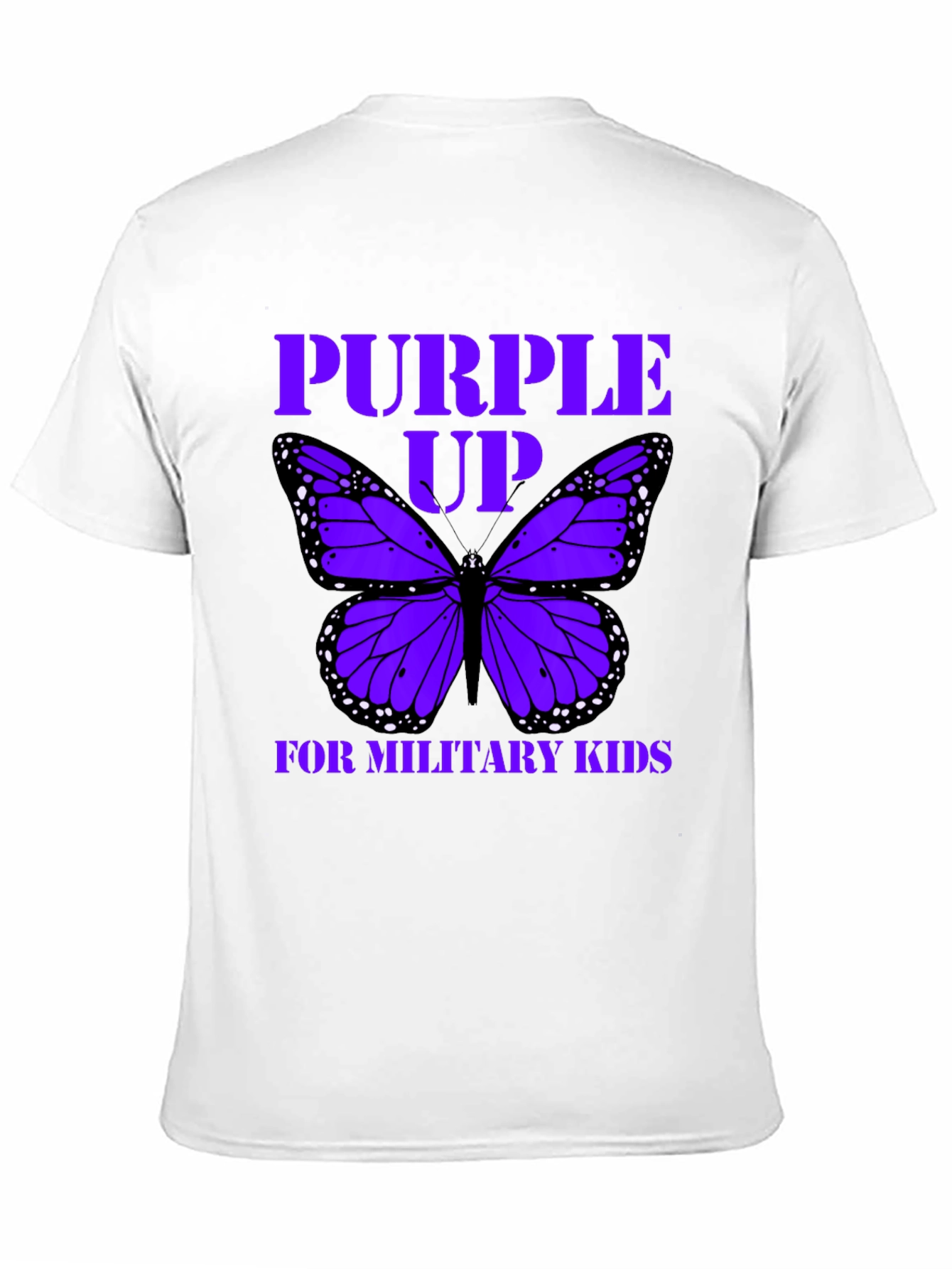 Purple Up Military Kids T-Shirt Butterfly Graphic