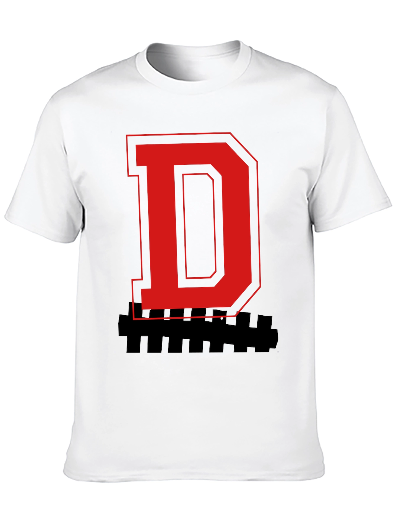Bold Letter Graphic Tee - Red D on Black
