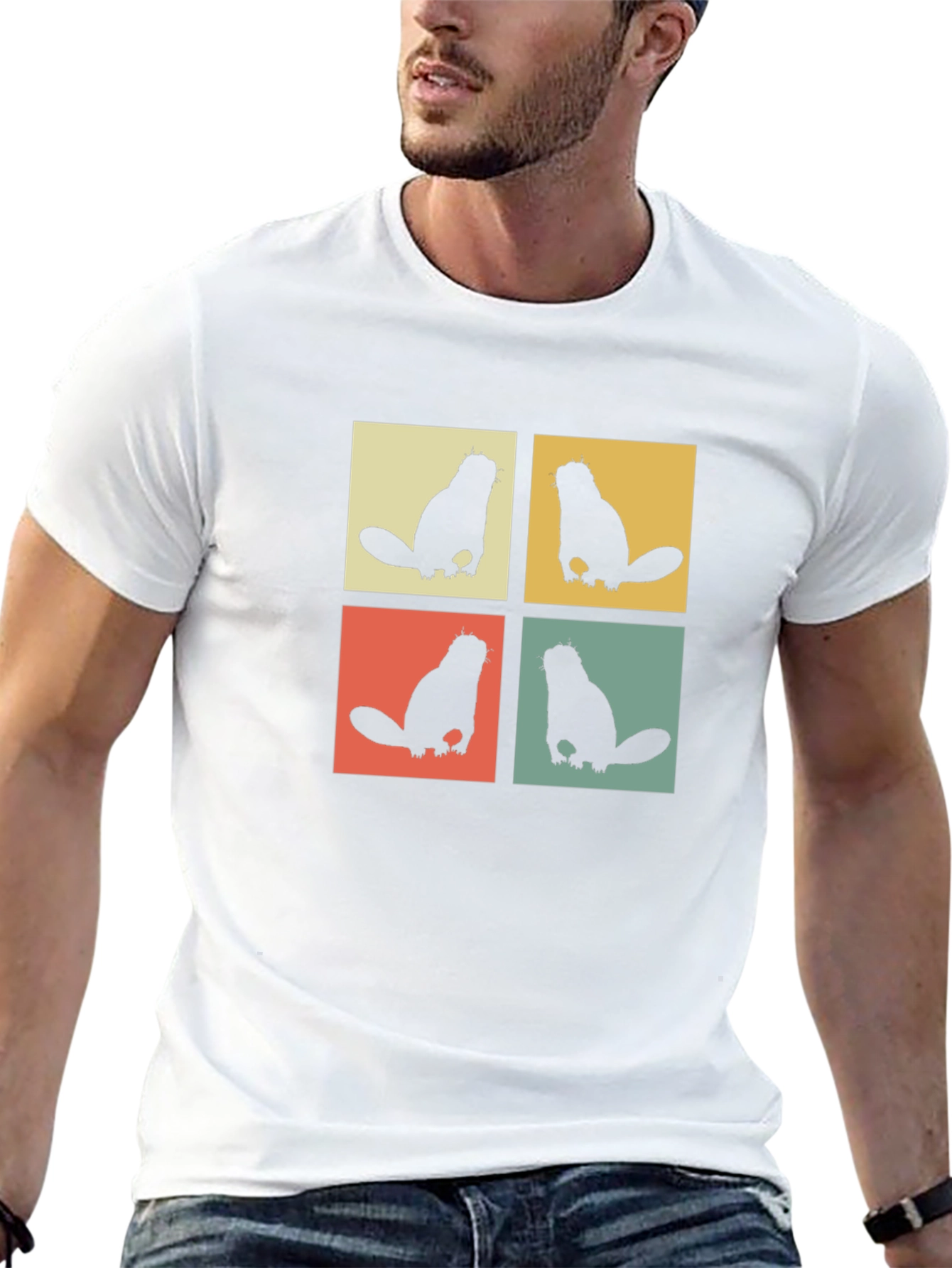 Retro Beaver T-Shirt Black Crew Neck Tee