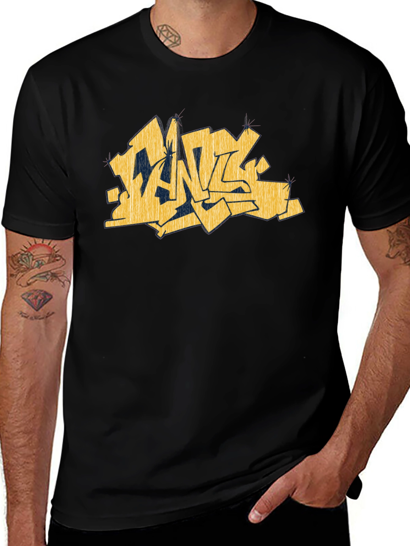 Urban Graffiti Graphic Black T-Shirt