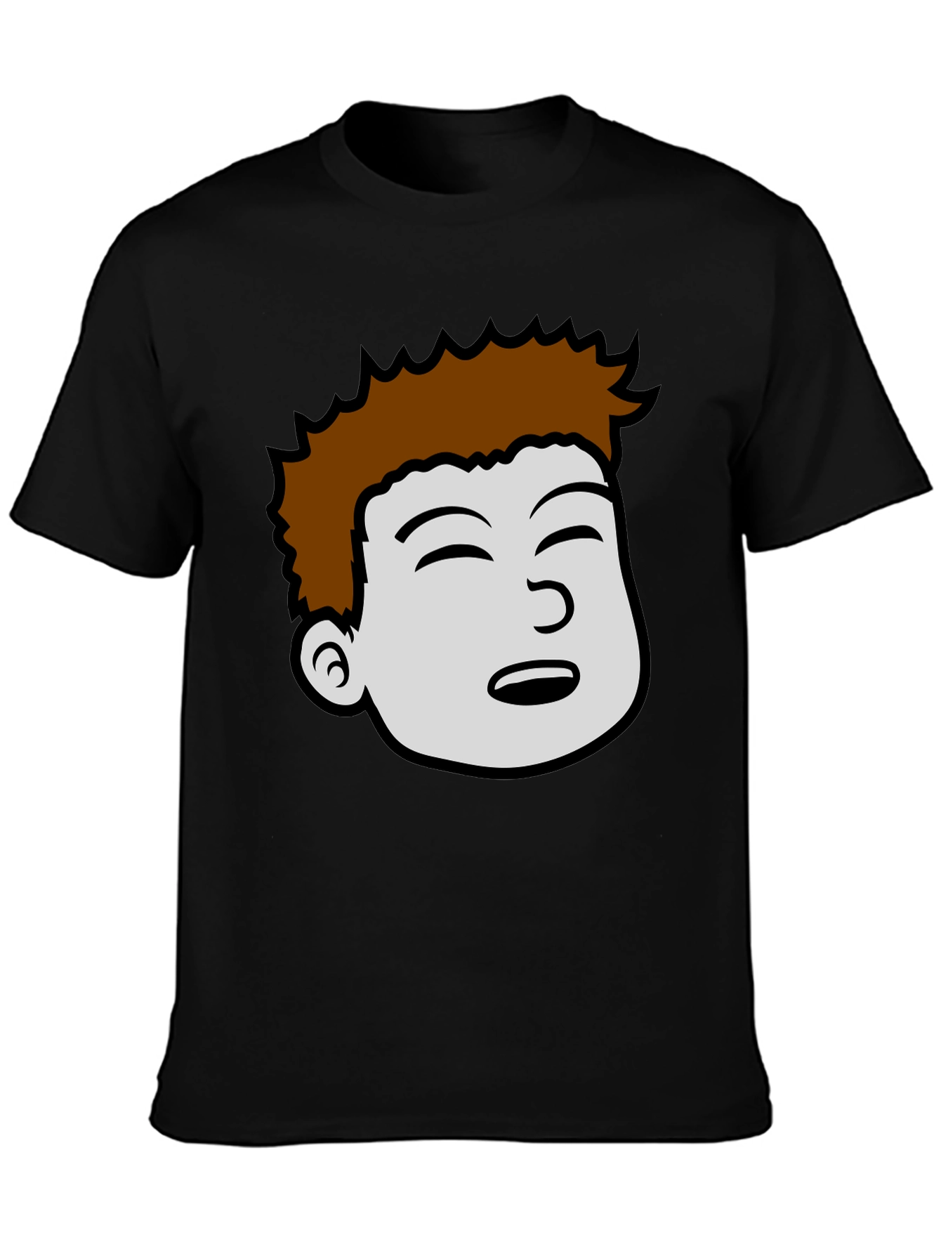 Cartoon Face Graphic Black T-Shirt