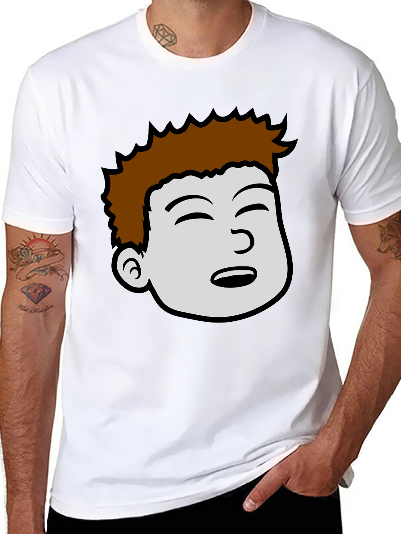 Cartoon Face Graphic Black T-Shirt