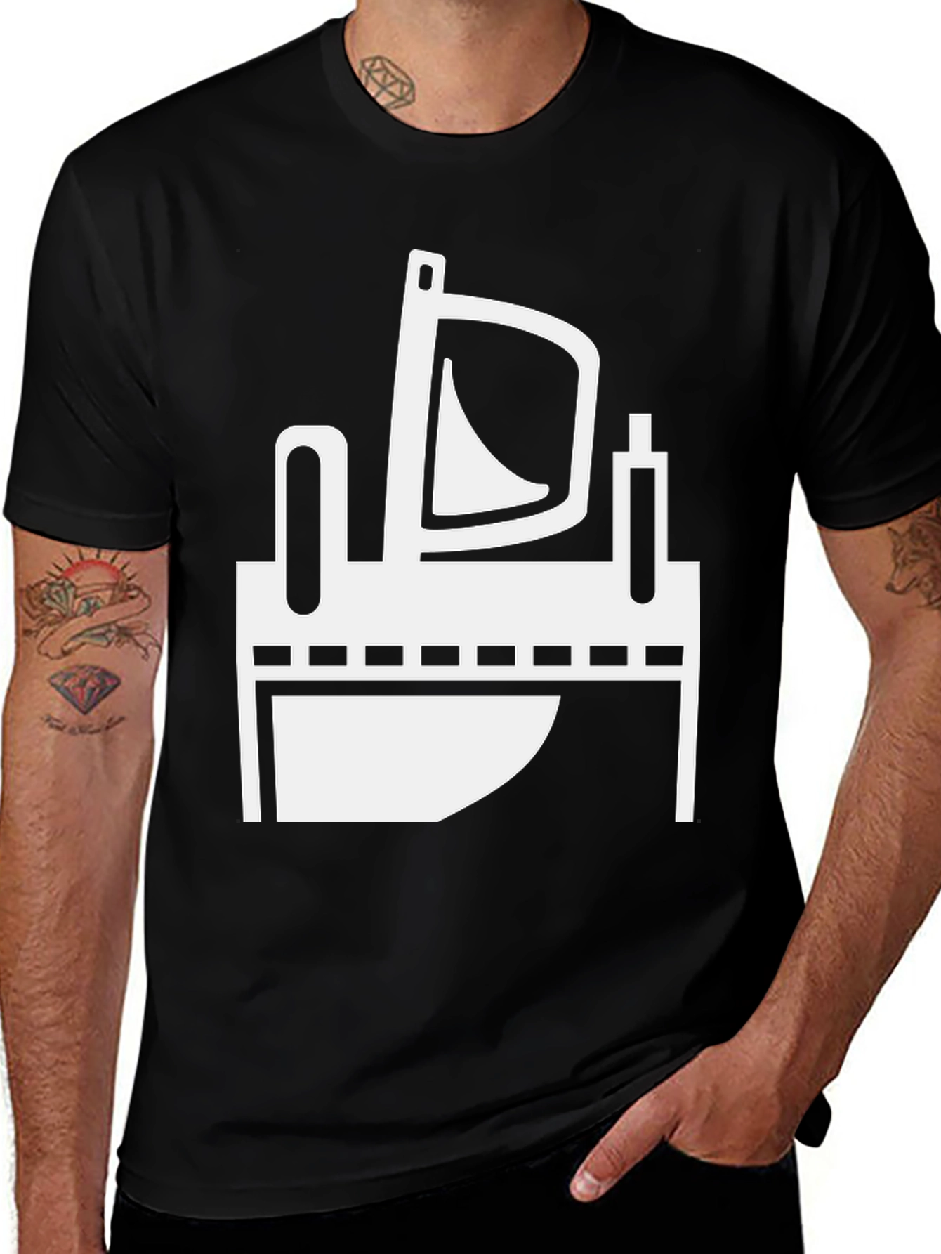 Black T-Shirt with Abstract Design