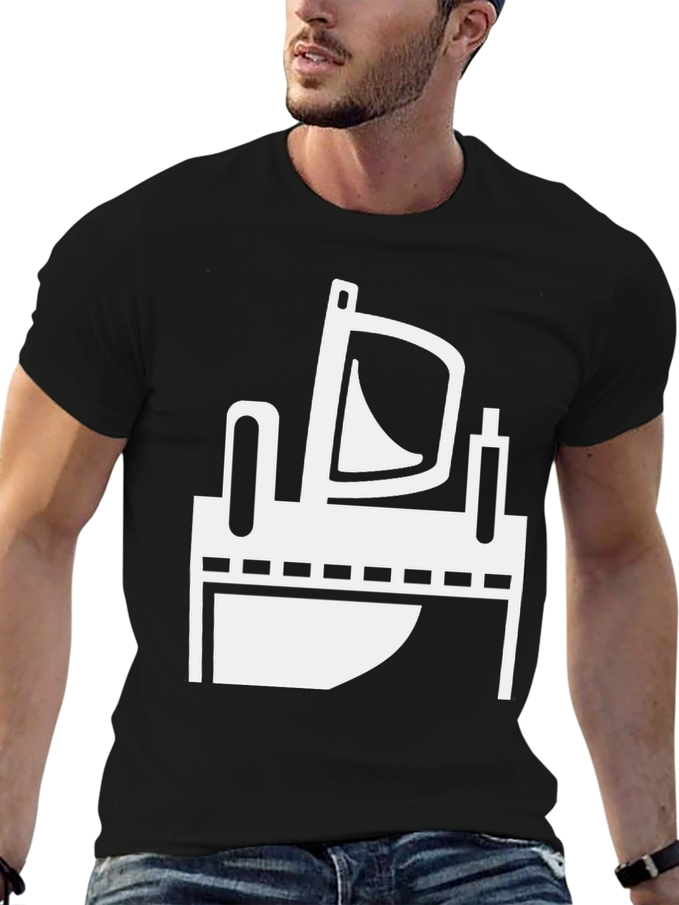 Black T-Shirt with Abstract Design