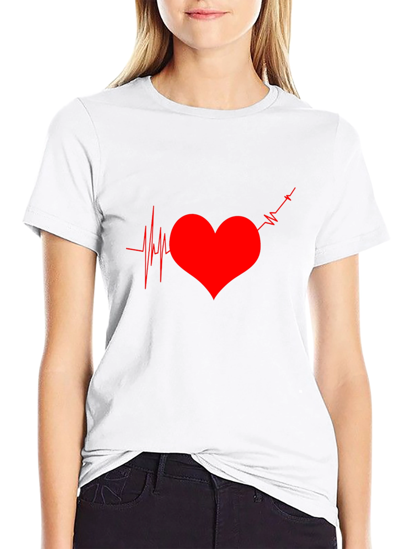 Heartbeat Graphic Tee - Black Casual T-Shirt