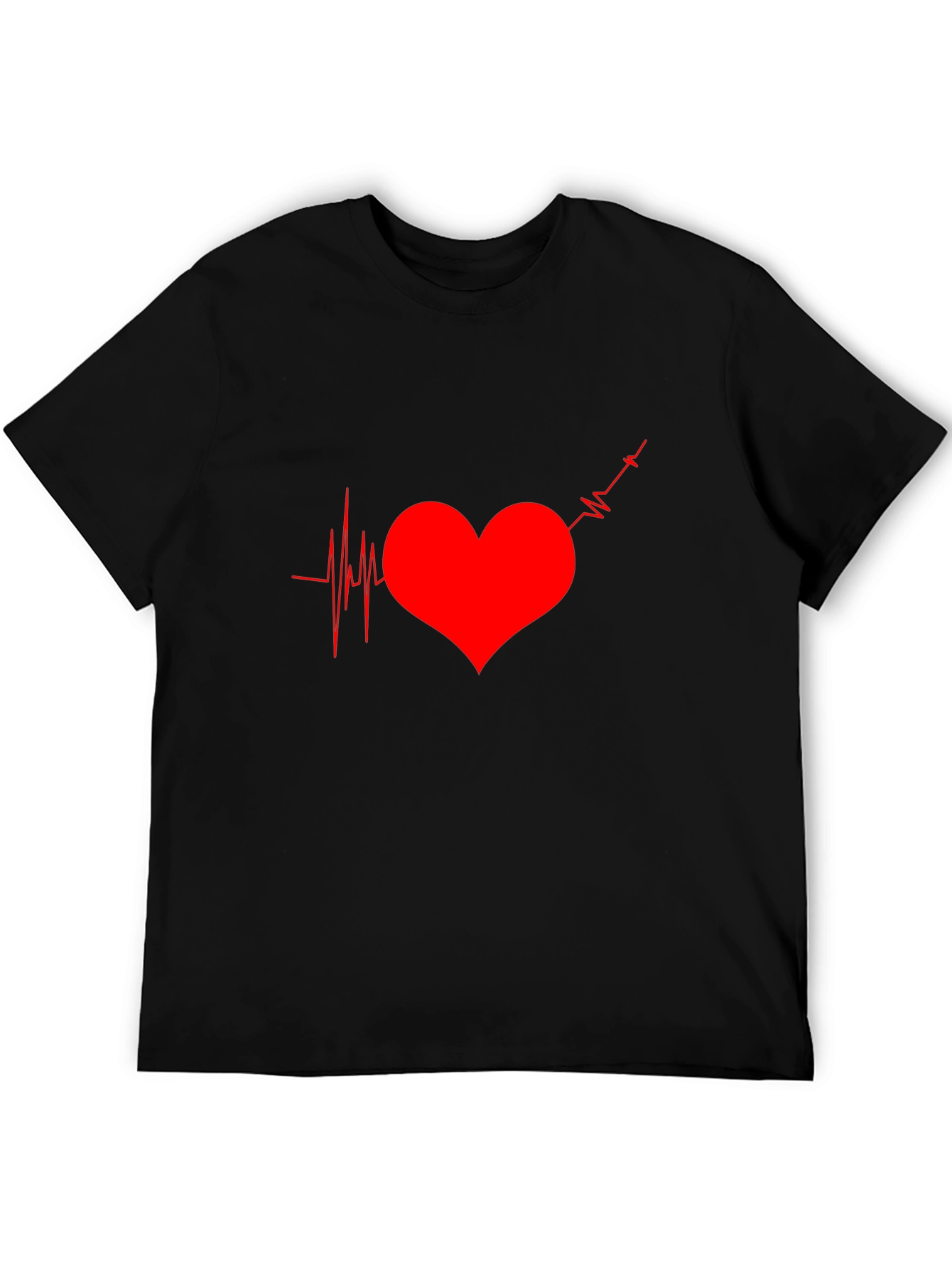 Heartbeat Graphic Tee - Black Casual T-Shirt