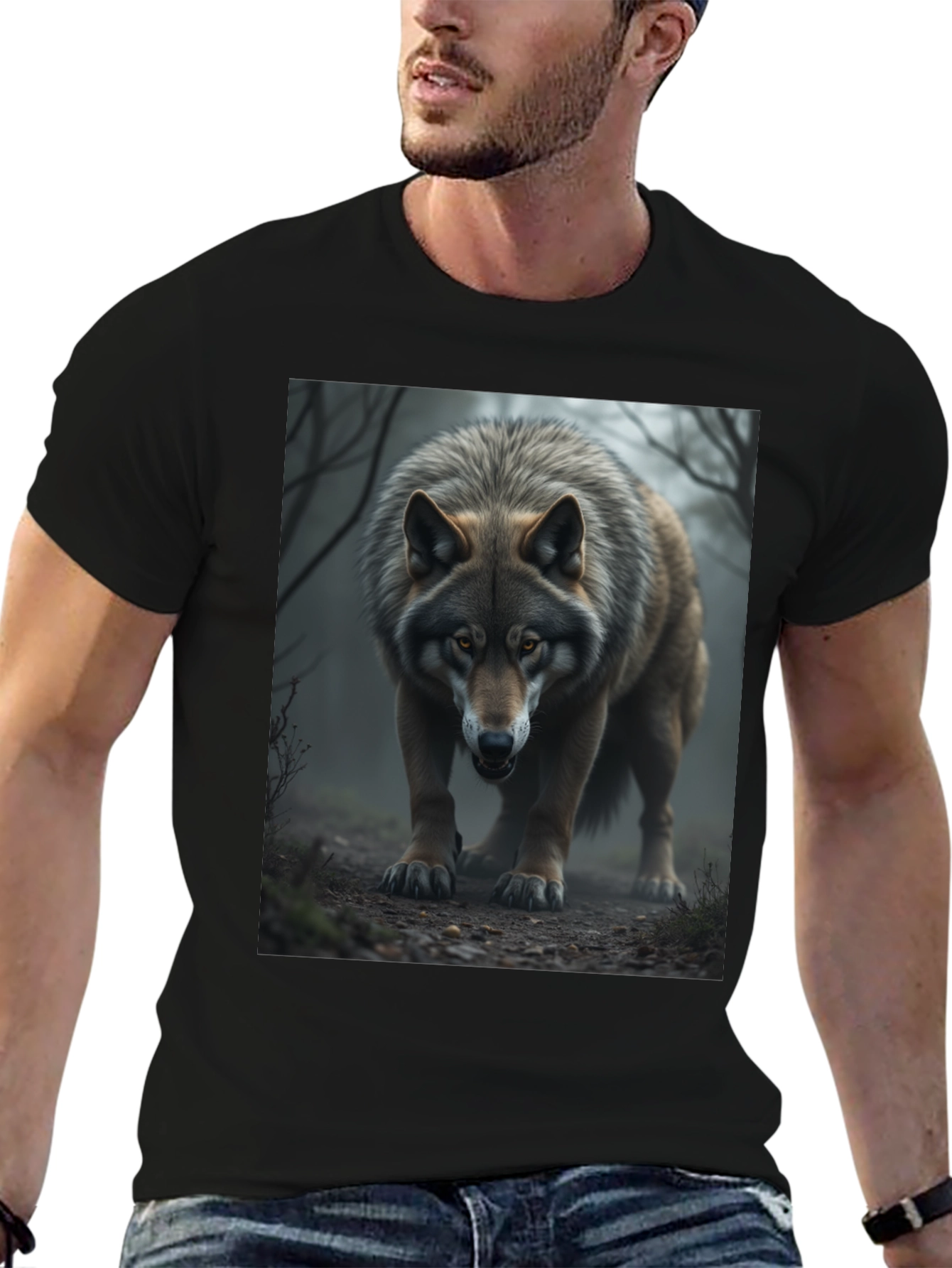 Wolf Graphic Tee - Black Cotton Blend
