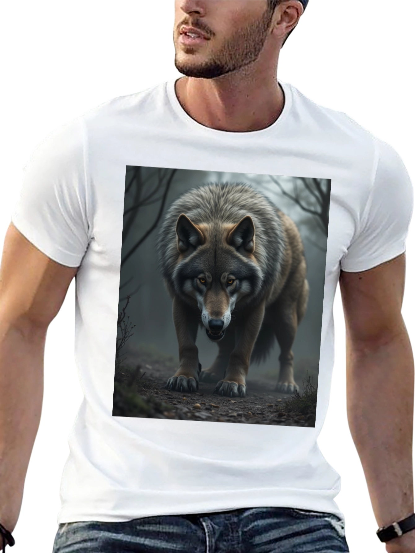 Wolf Graphic Tee - Black Cotton Blend