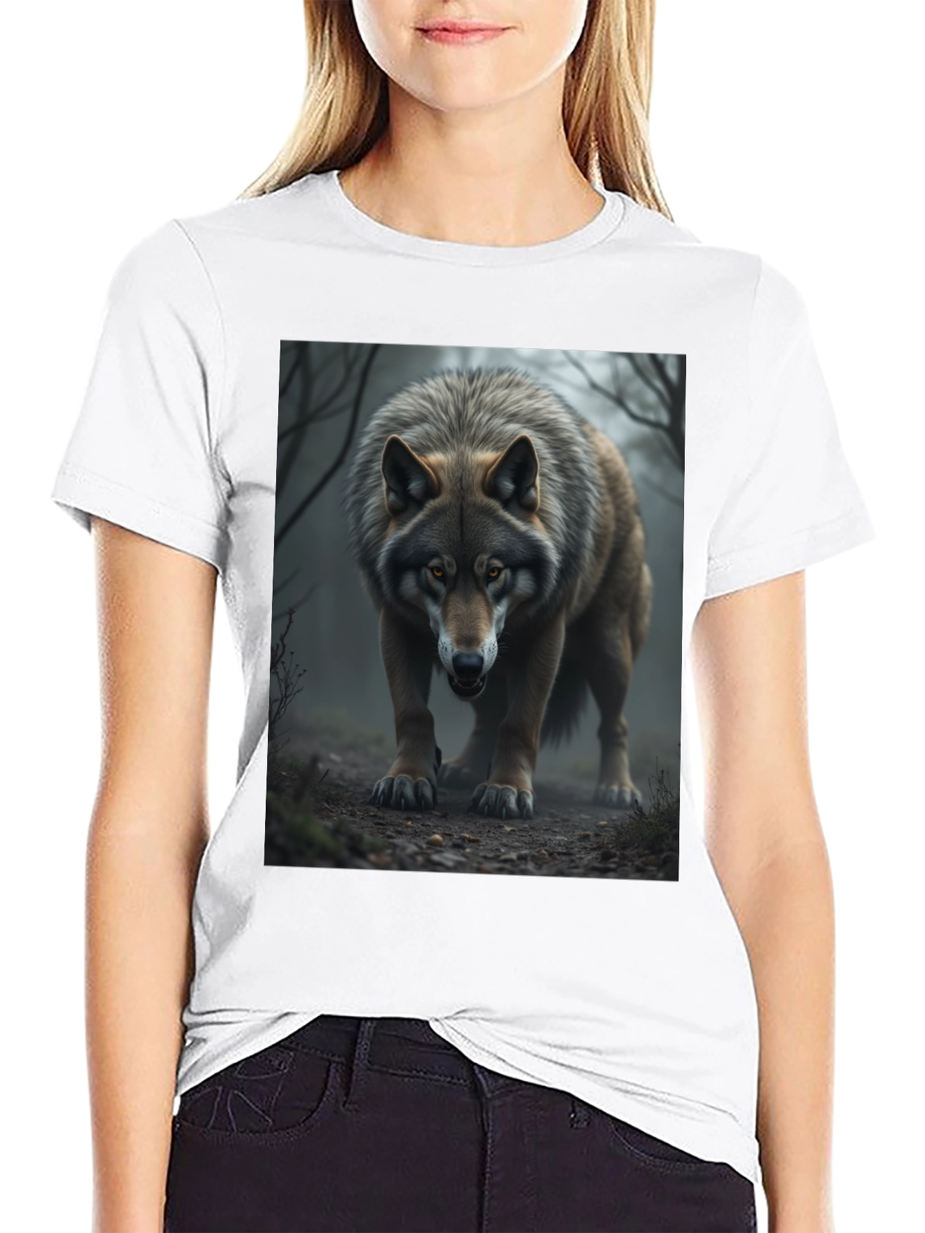 Wolf Graphic Tee - Black Cotton Blend