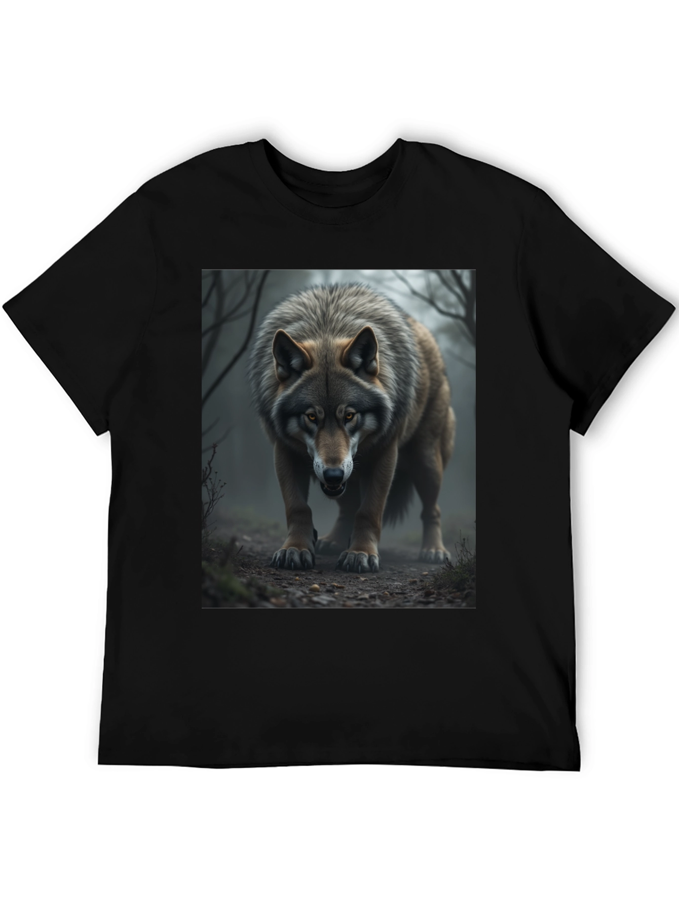 Wolf Graphic Tee - Black Cotton Blend
