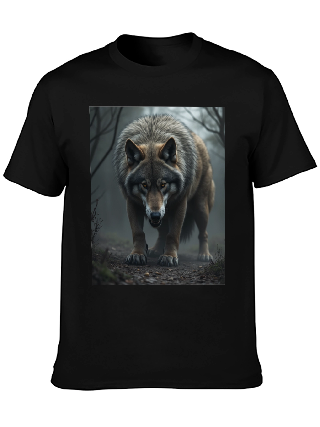 Wolf Graphic Tee - Black Cotton Blend