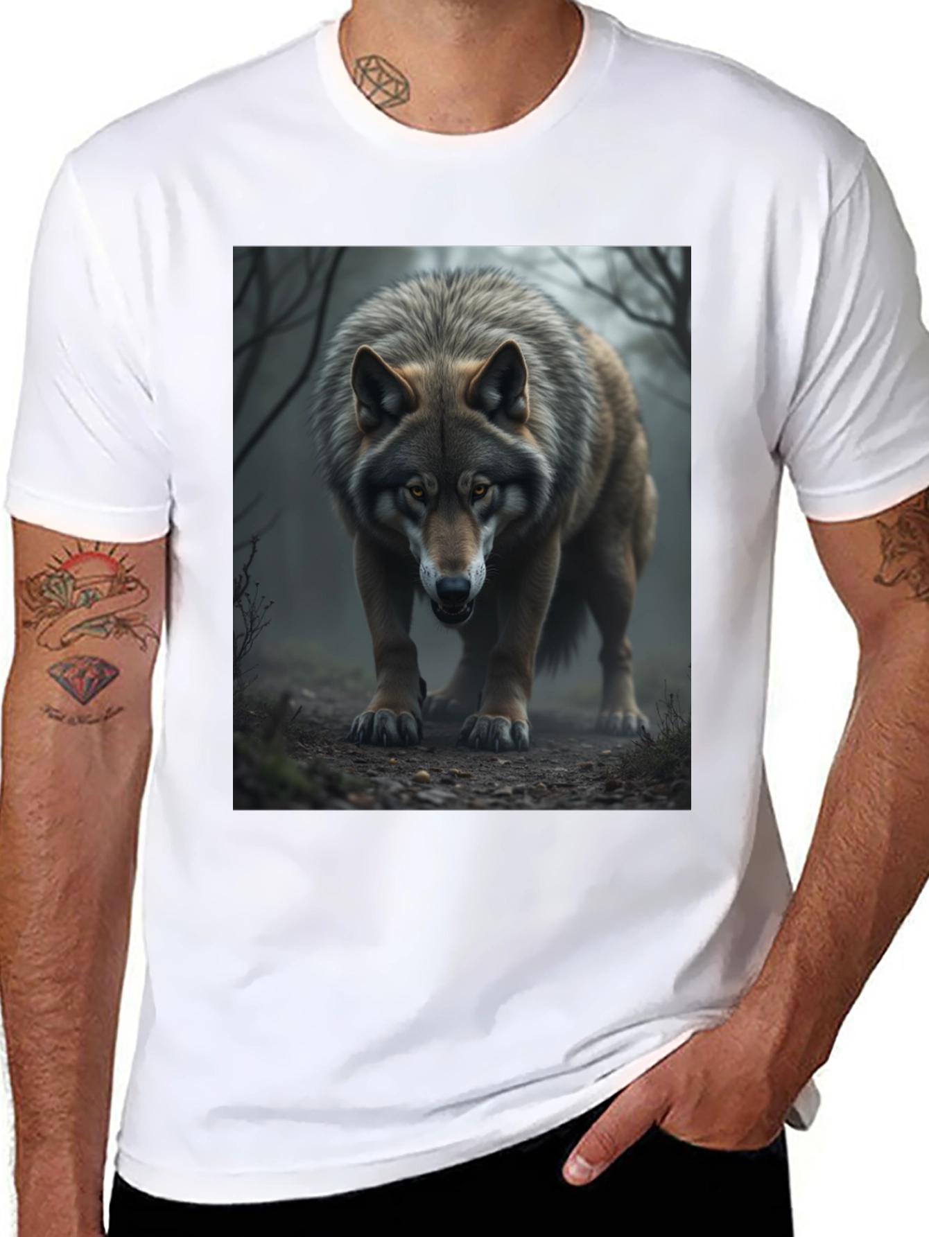 Wolf Graphic Tee - Black Cotton Blend