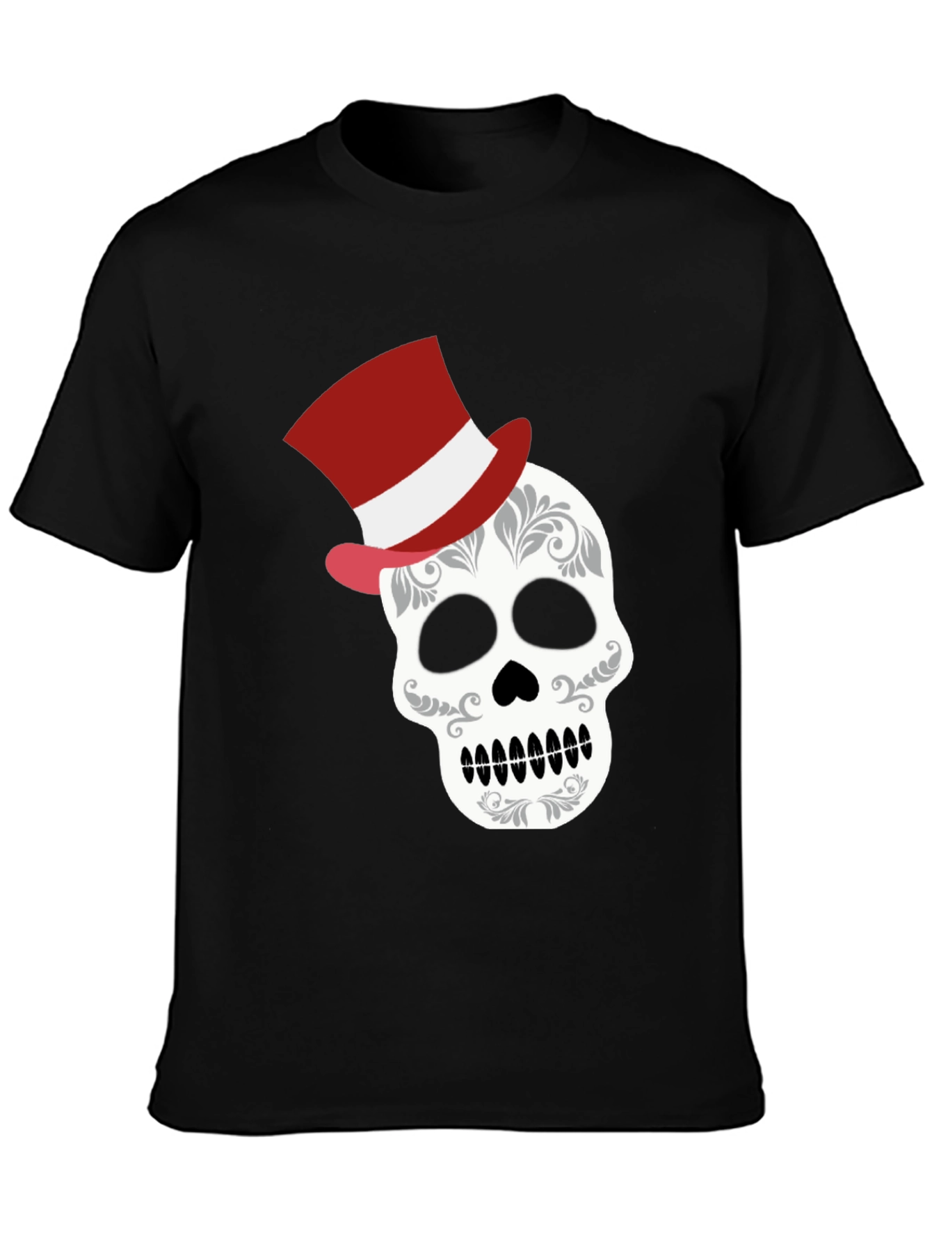 Skull Top Hat Graphic Tee - Unique Fashion