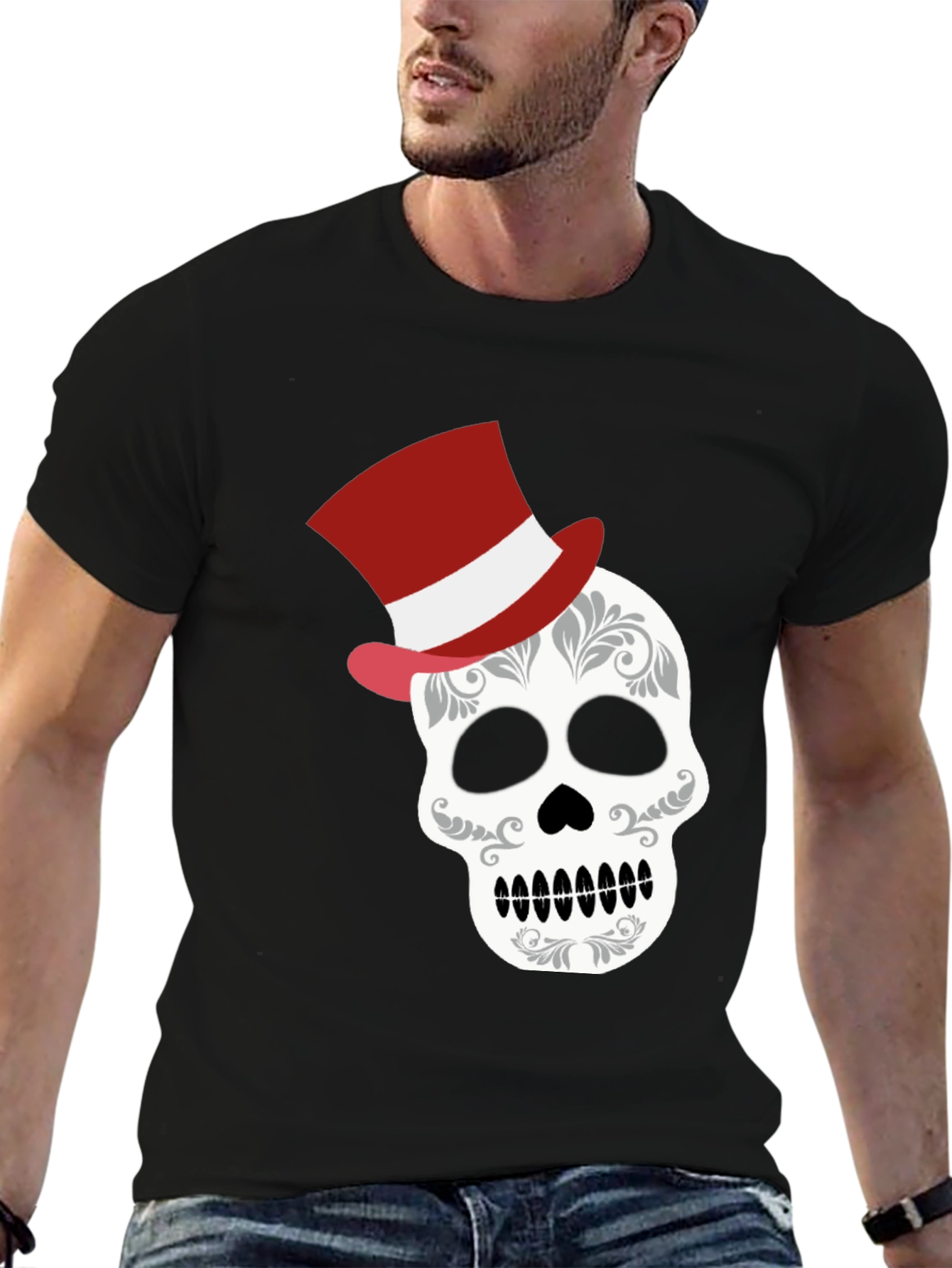 Skull Top Hat Graphic Tee - Unique Fashion