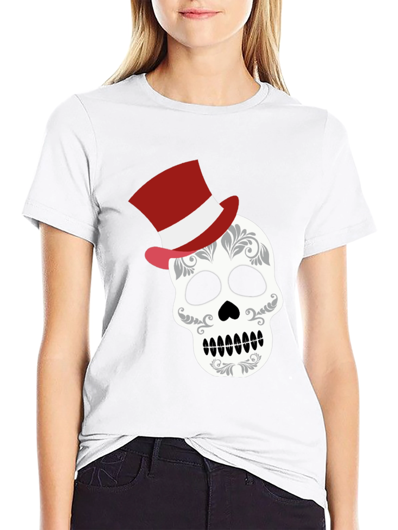 Skull Top Hat Graphic Tee - Unique Fashion