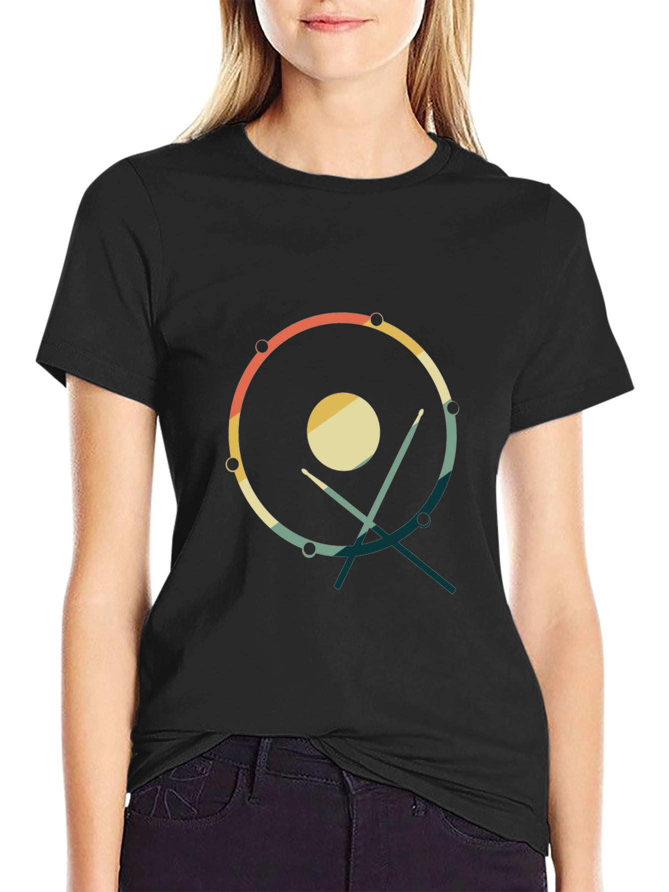 Retro Drum Kit Graphic Tee - Musician Style