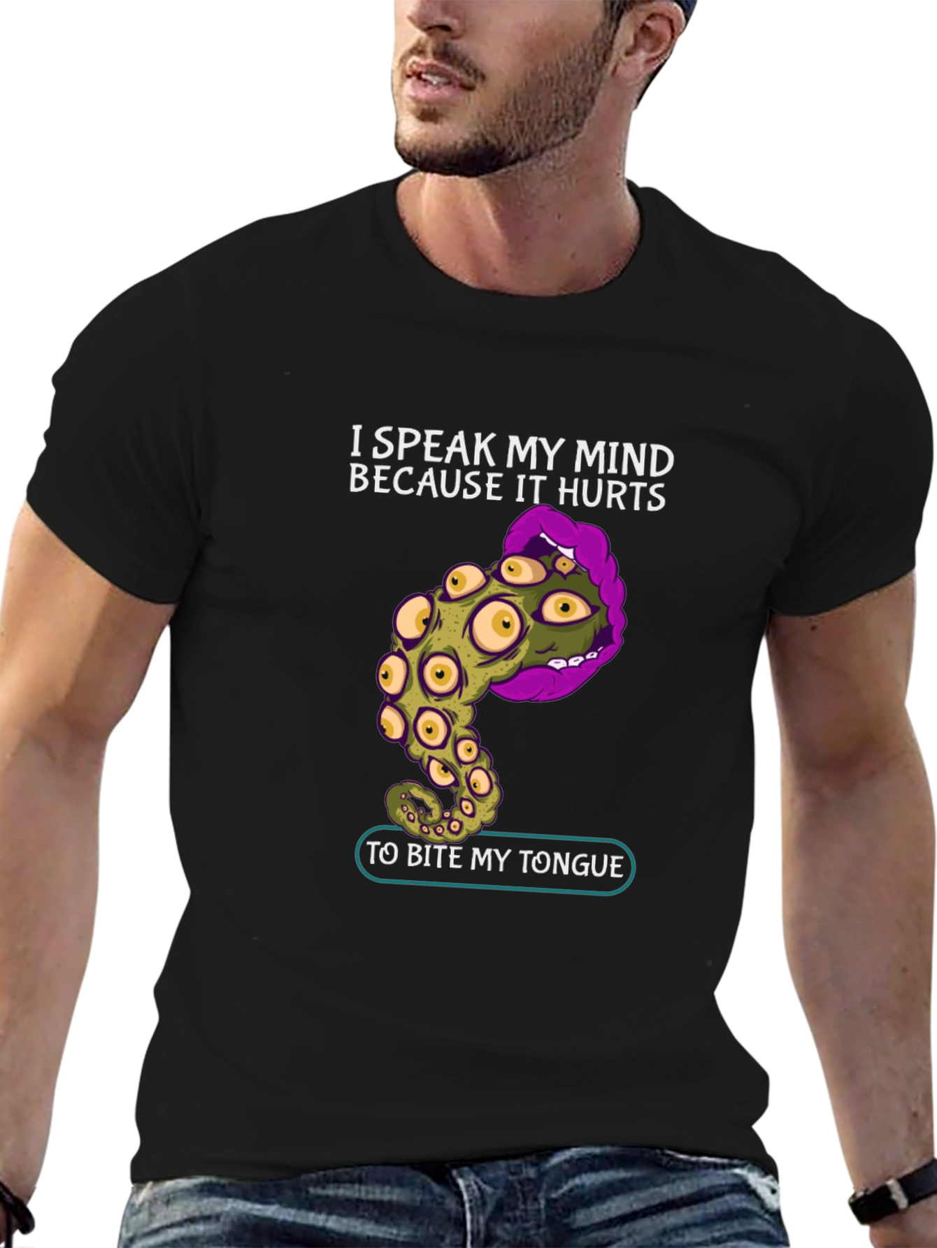 Speak My Mind Graphic Tee - Unique Tentacle Tongue