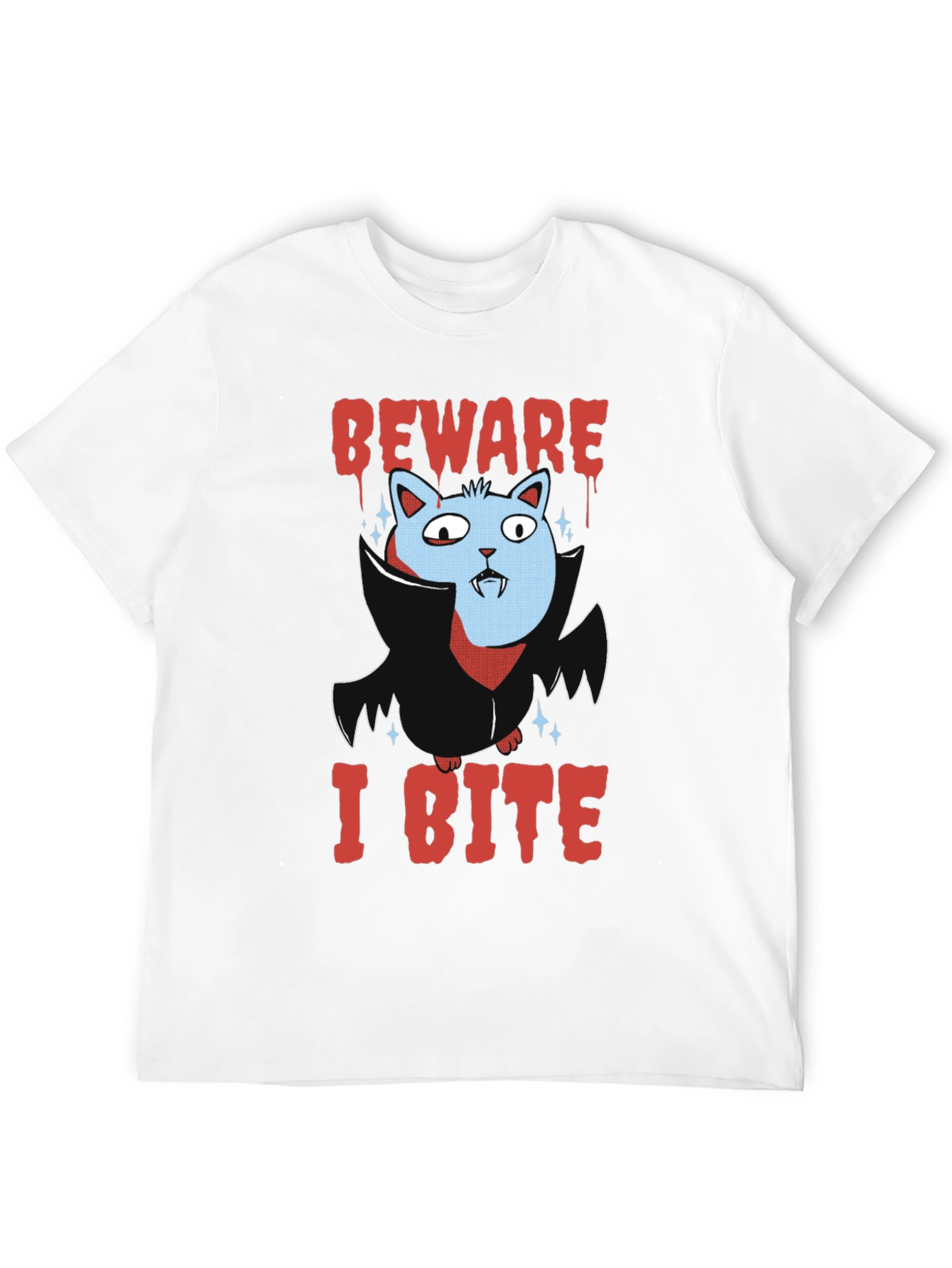 Beware I Bite T-Shirt Halloween Cat Vampire
