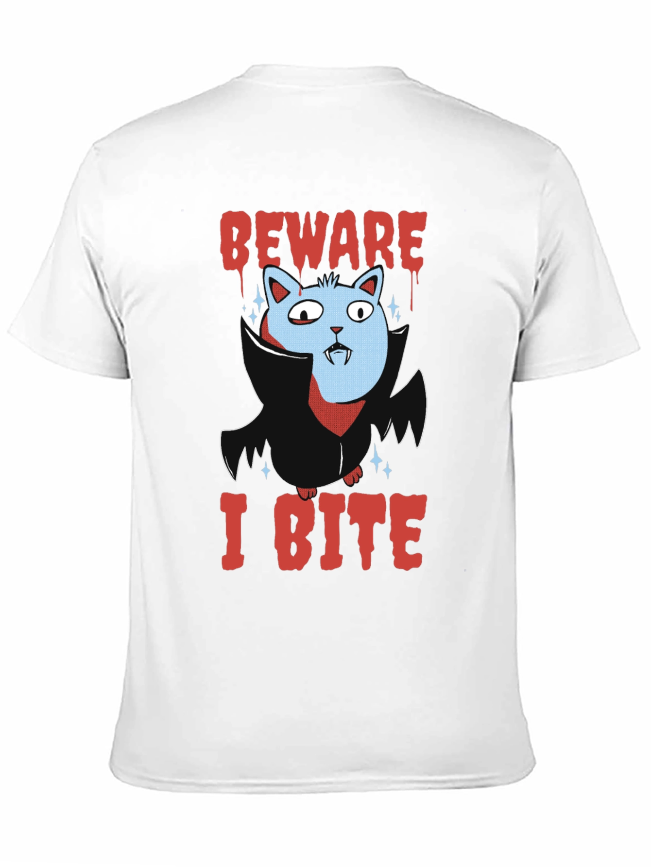 Beware I Bite T-Shirt Halloween Cat Vampire