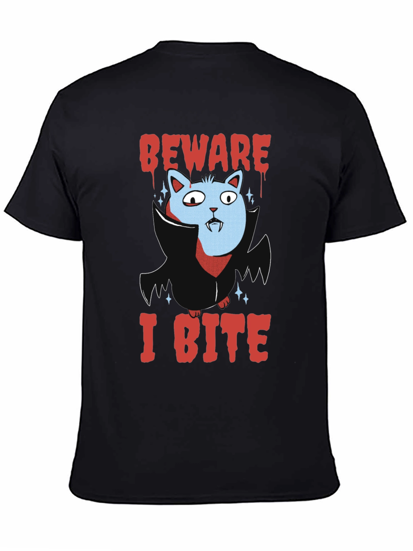 Beware I Bite T-Shirt Halloween Cat Vampire
