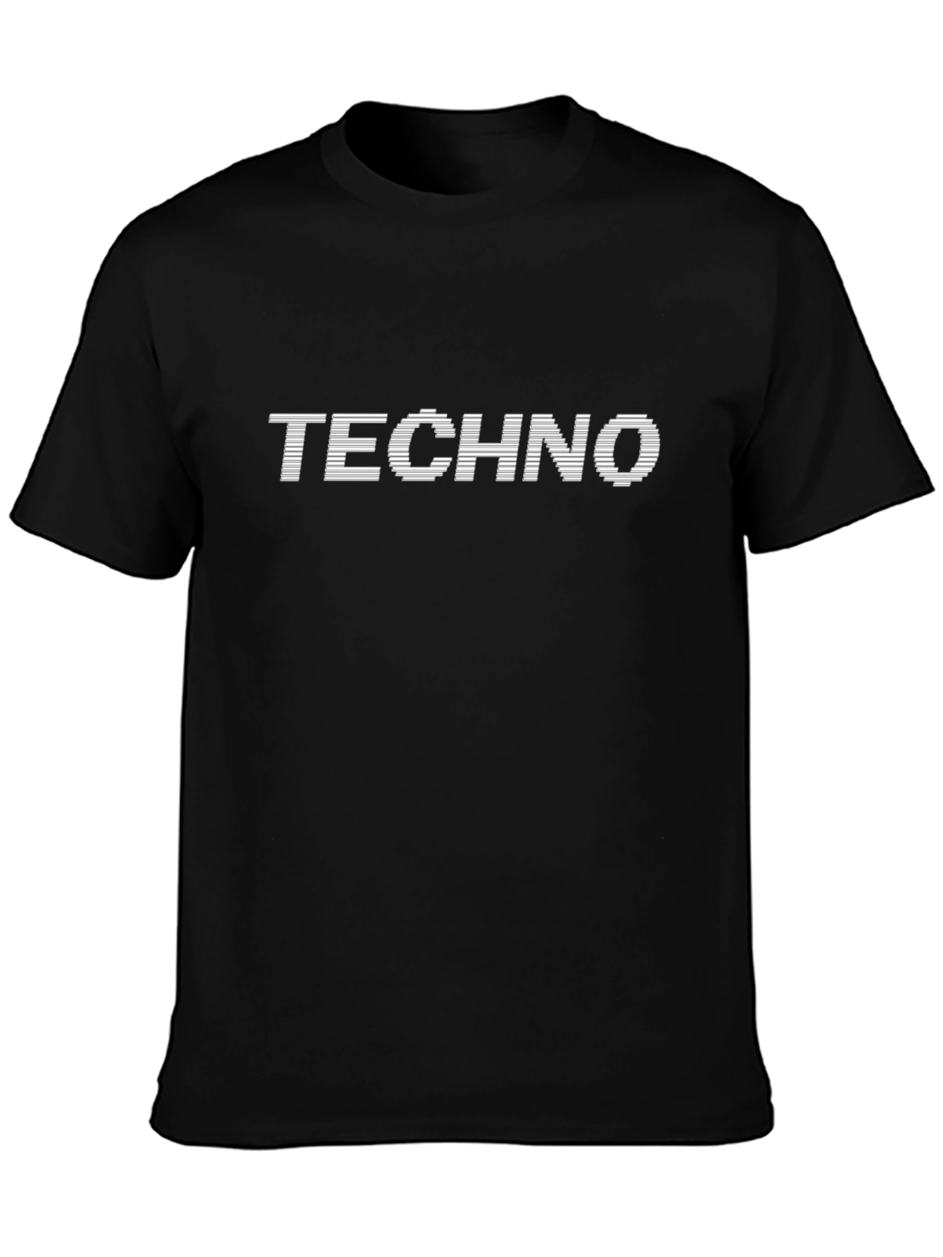 Mens Black Techno Graphic Print T-Shirt