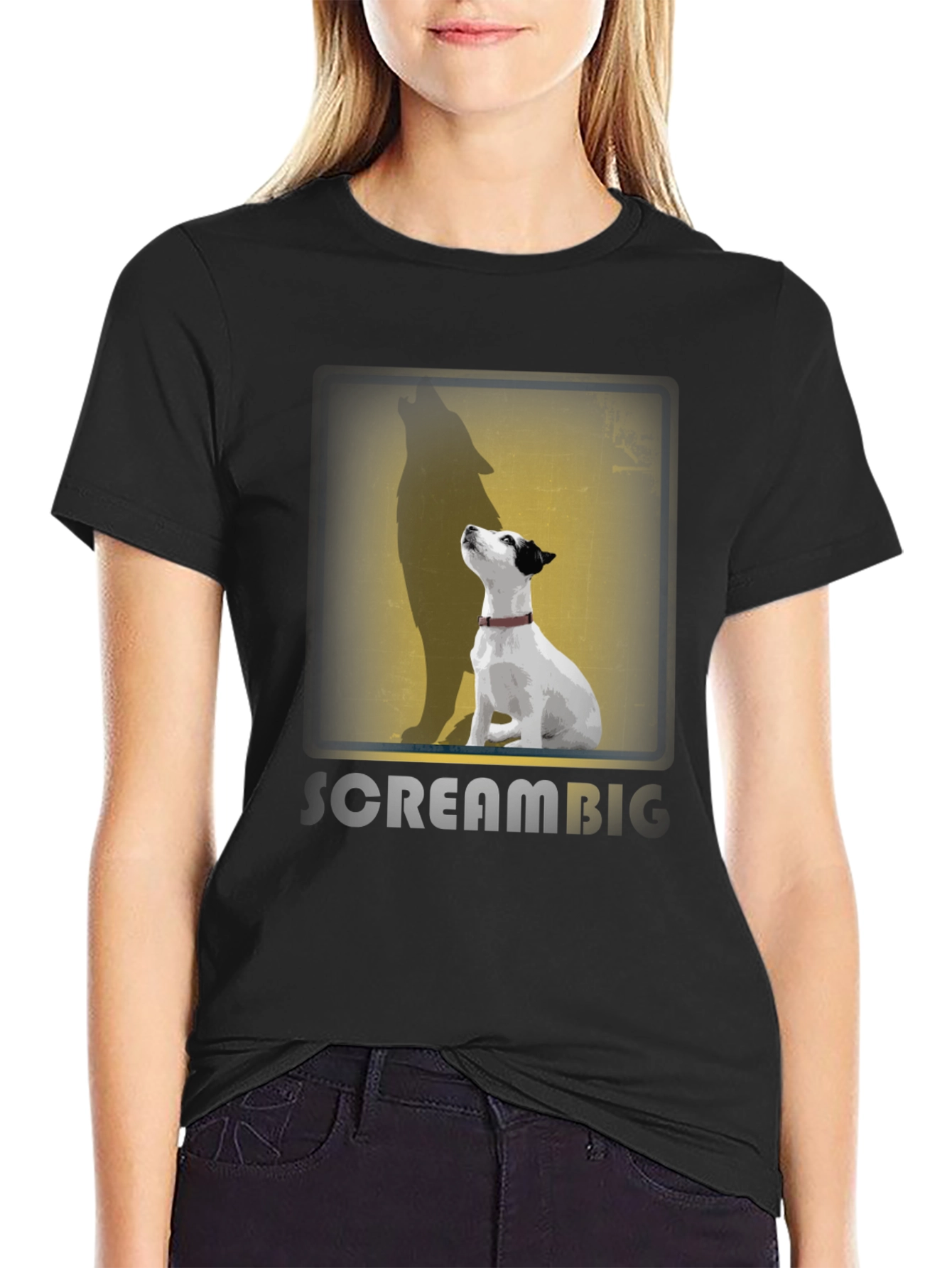 Dog Howling Wolf Shadow T-Shirt