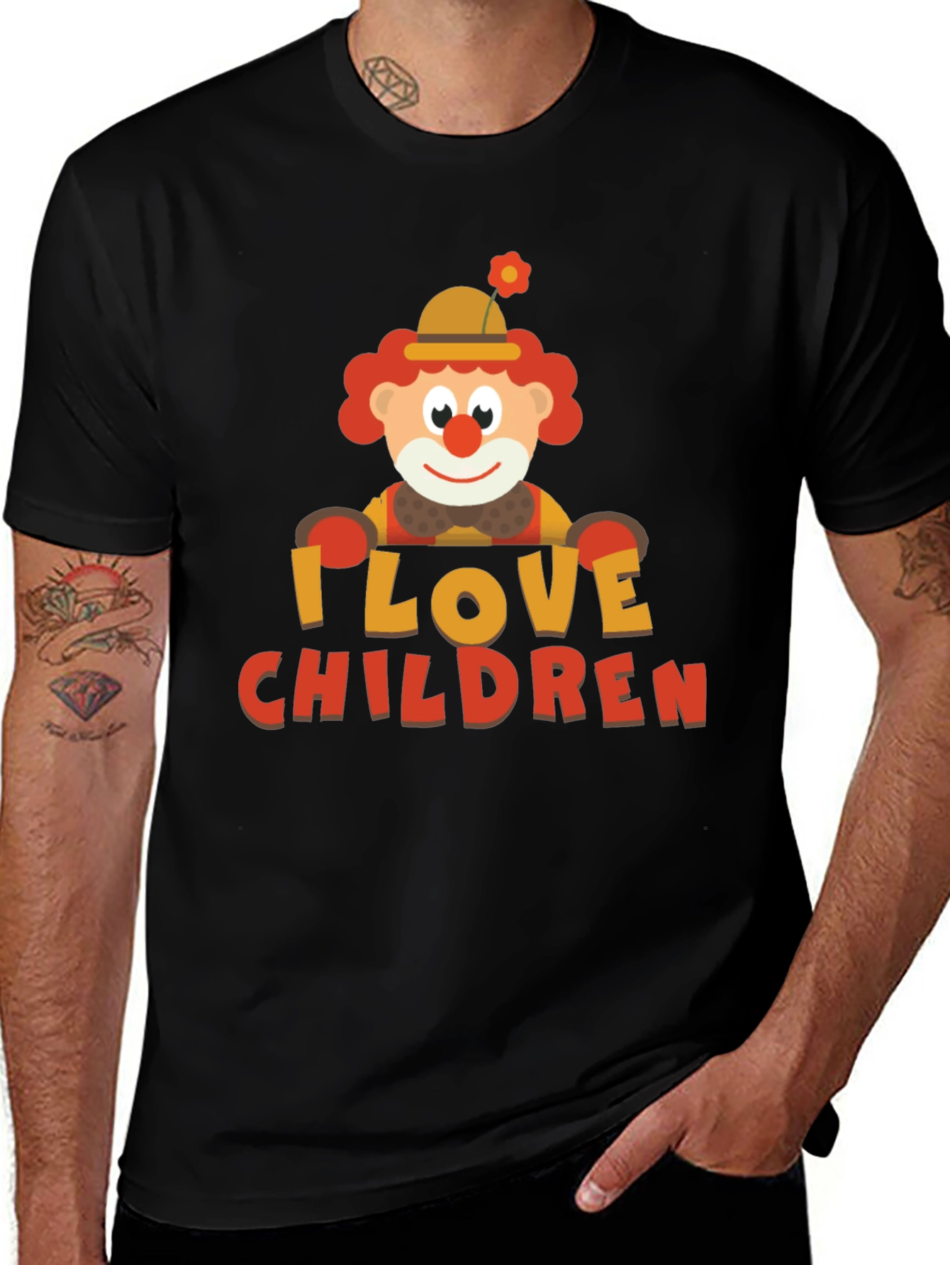 I Love Children Clown Graphic Tee - Black